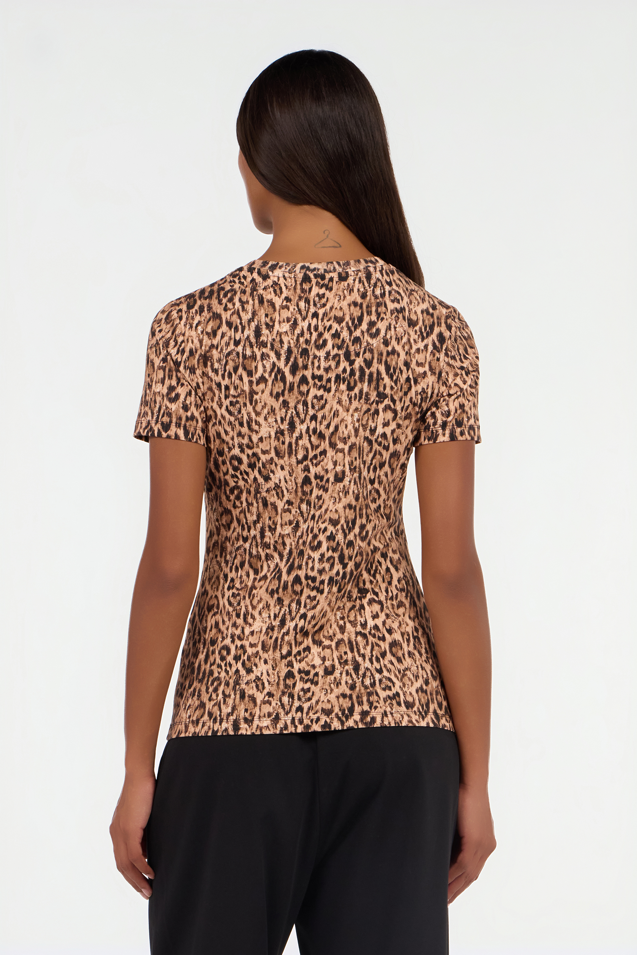 Roberto Cavalli Leopard Skin Print T-shirt With Logo In Animal Print