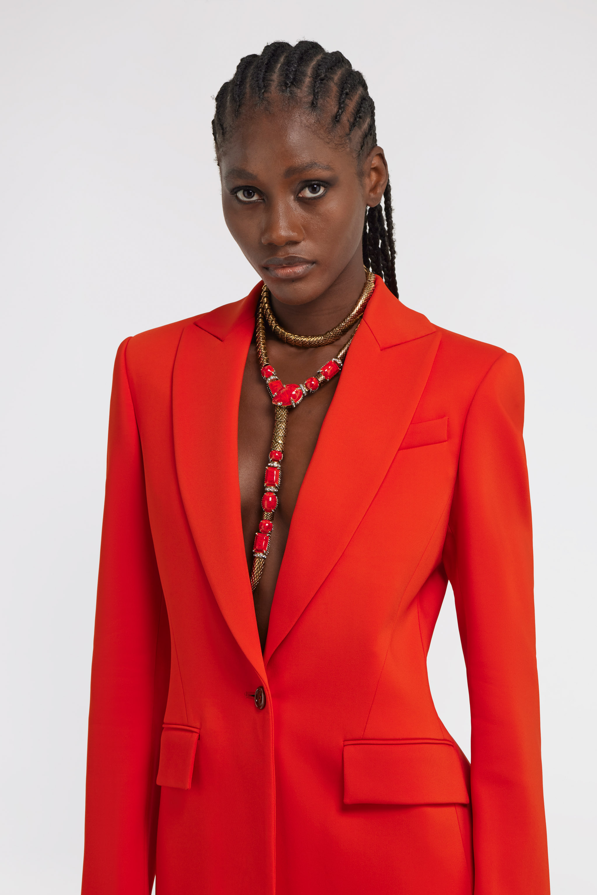 Roberto Cavalli Rigid Necklace With Snake And Decoration In Red