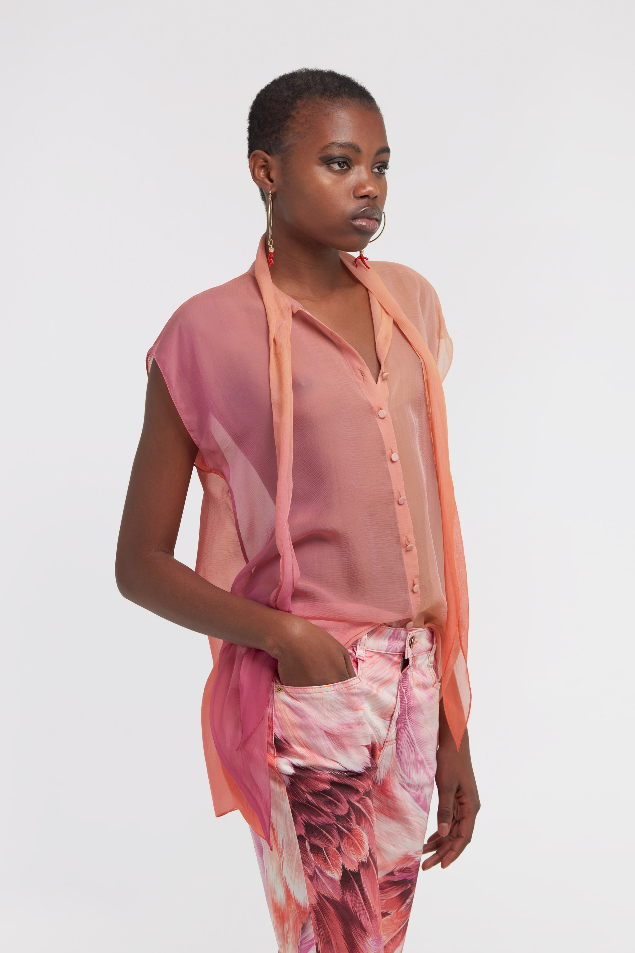 Roberto Cavalli Shirt With Bow Detail In Fuchsia