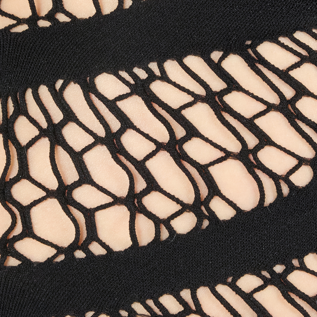 Roberto Cavalli Midi Dress With Perforated Pattern In Black