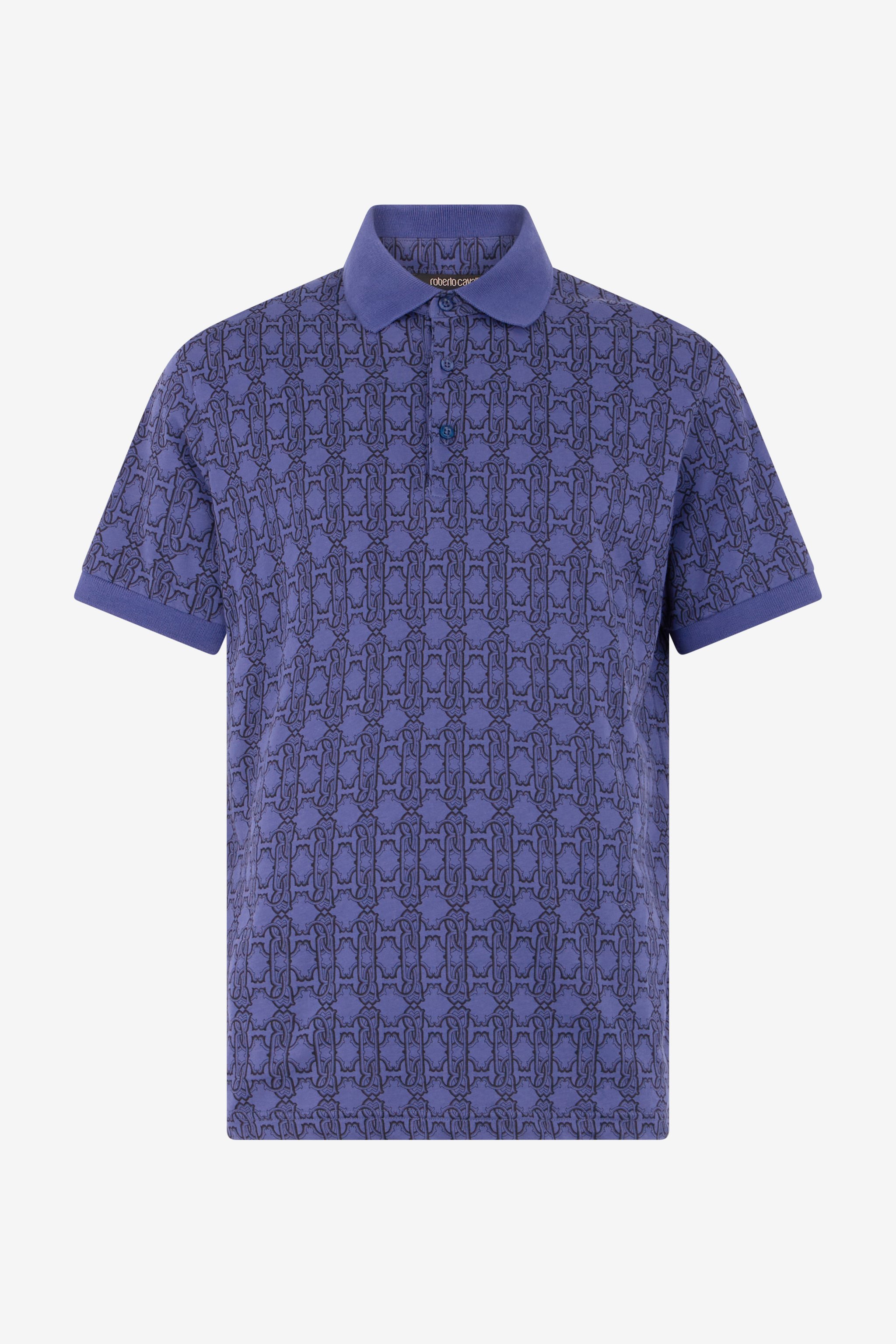 Roberto Cavalli Purple Geometric Print Polo Shirt