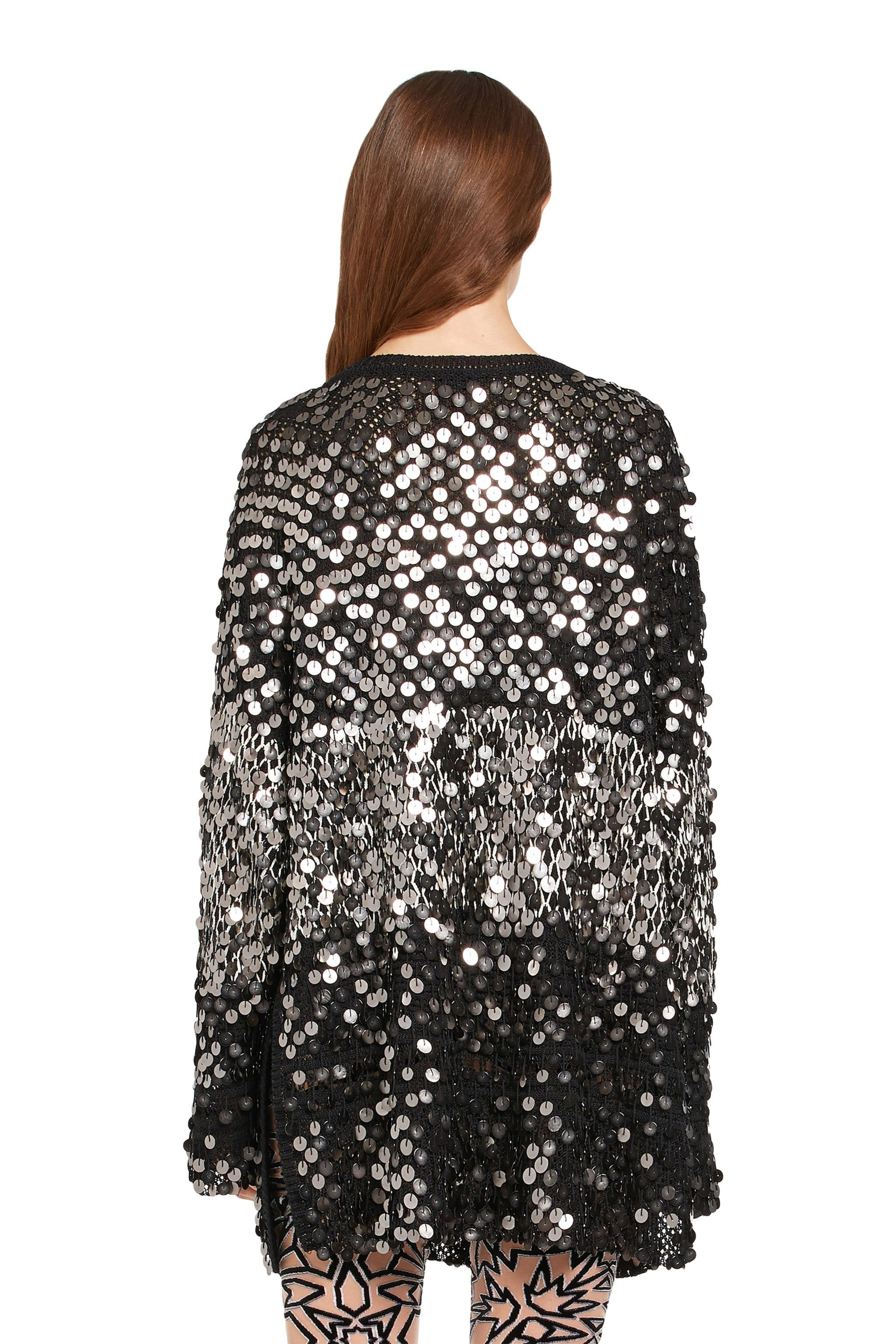 Roberto Cavalli Sequin Embroidered Sweater In Black/silver