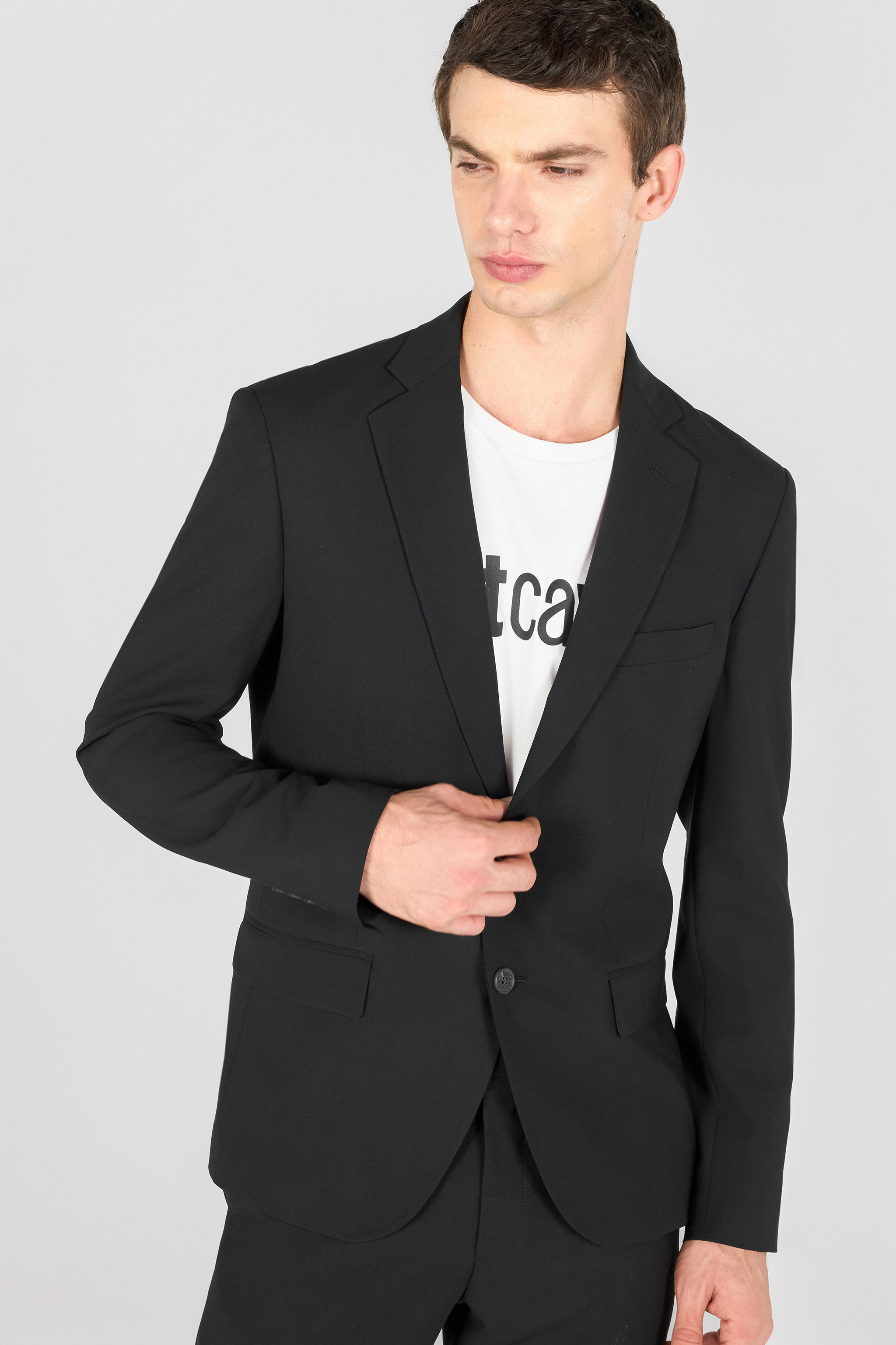 Roberto Cavalli Two-button Suit Jacket In Black