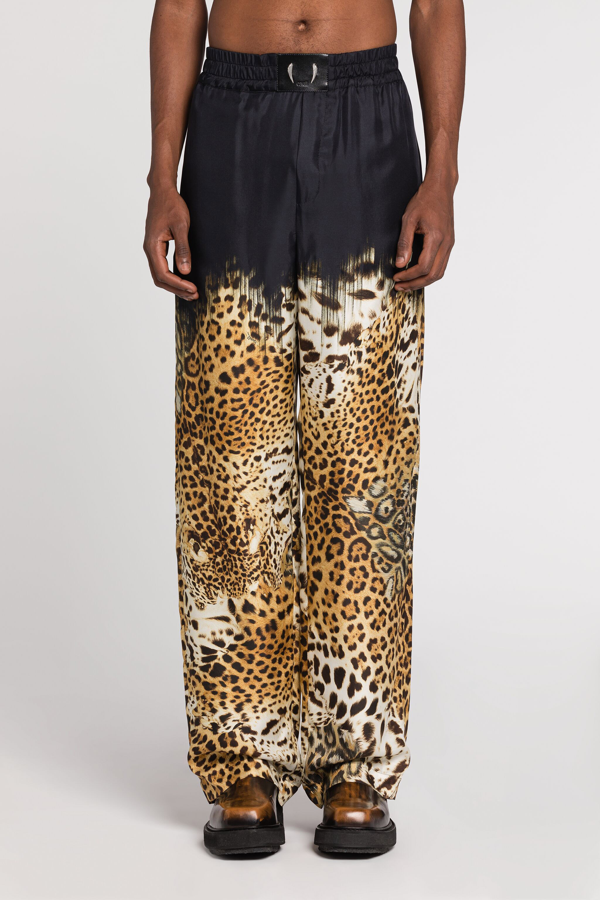Leopard-Print Silk Trousers