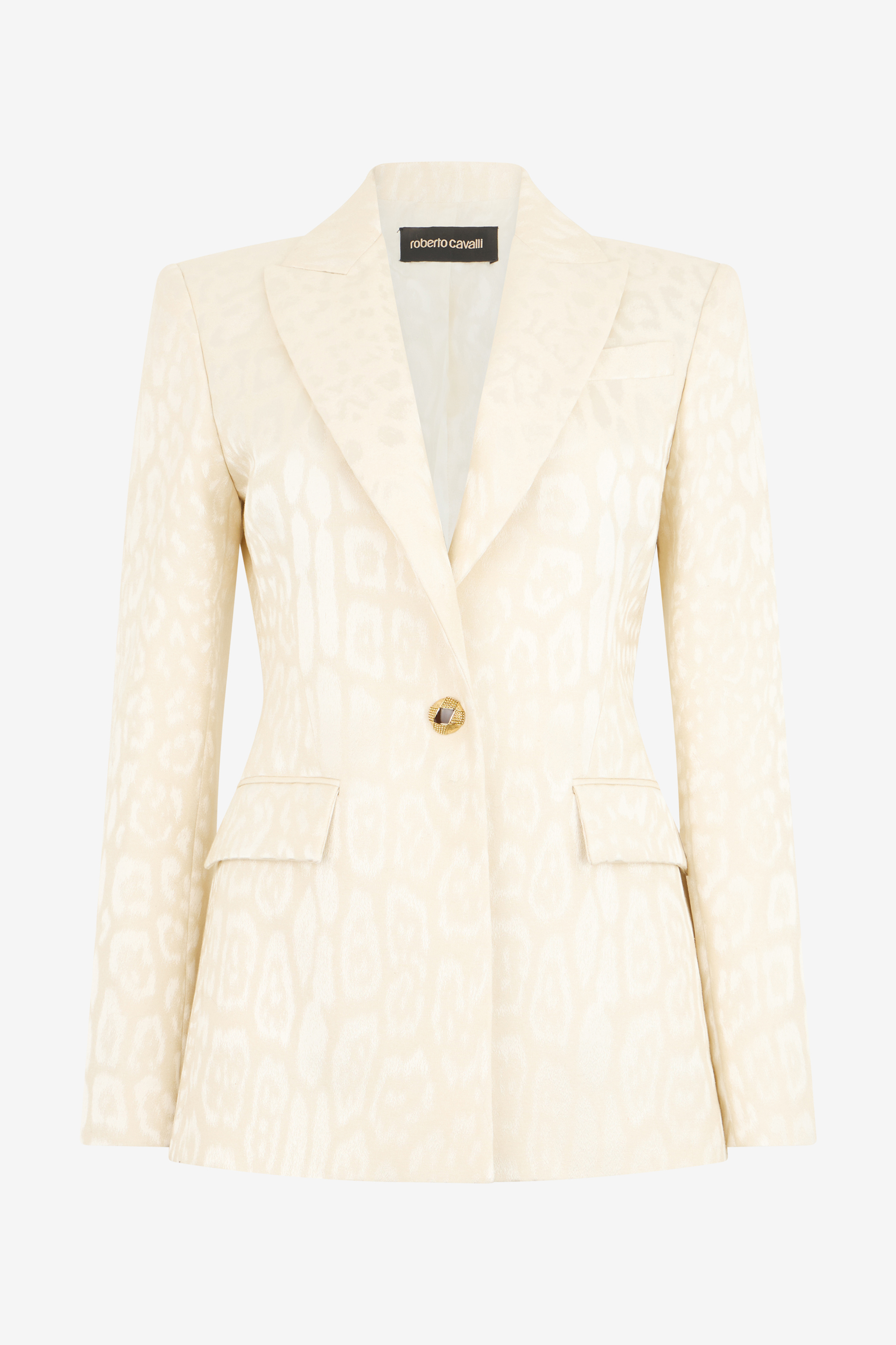 Roberto Cavalli Women's Ivory Jacket With Jaguar Motif - Jackets