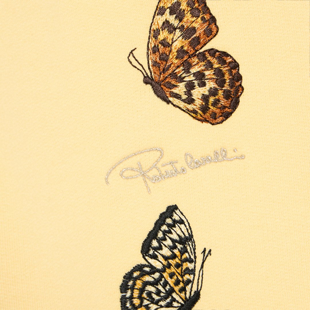 Roberto Cavalli Yellow Track Pants With Butterflies In Yellow