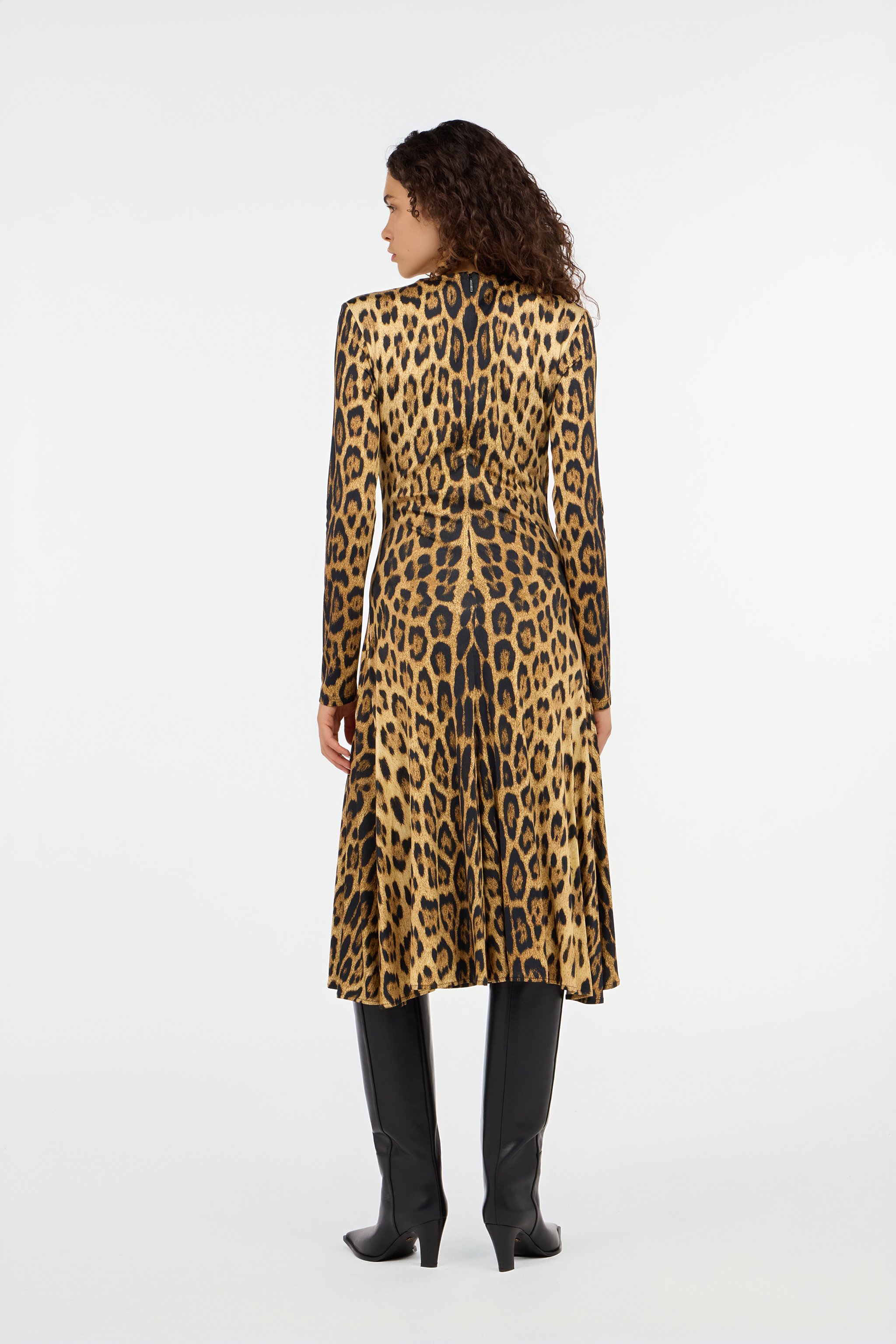 Jaguar Skin Print Wrap Midi Dress