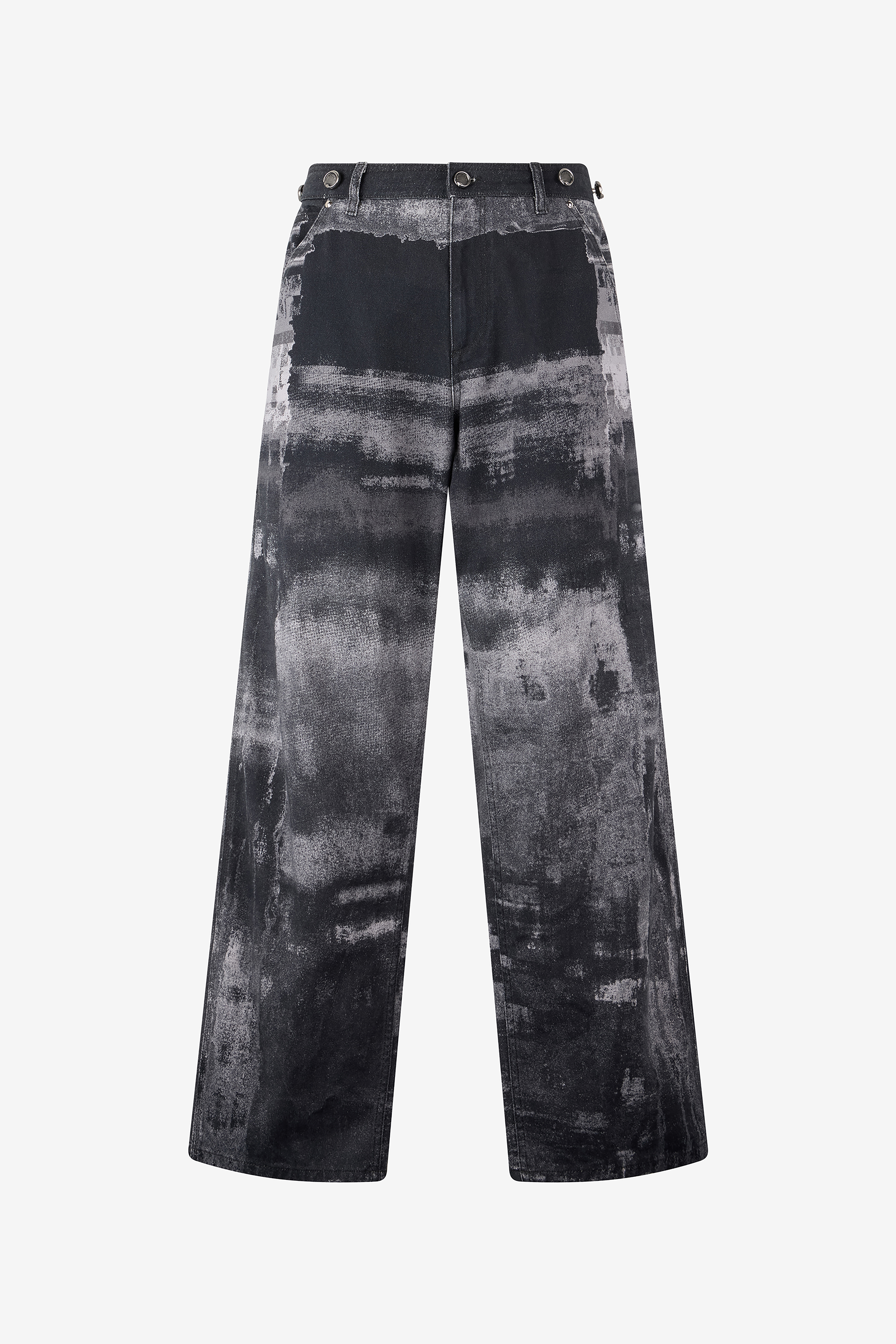Roberto Cavalli Men's Black Pure Cotton Pants With A Used Effect - Promo Sale Fw2025