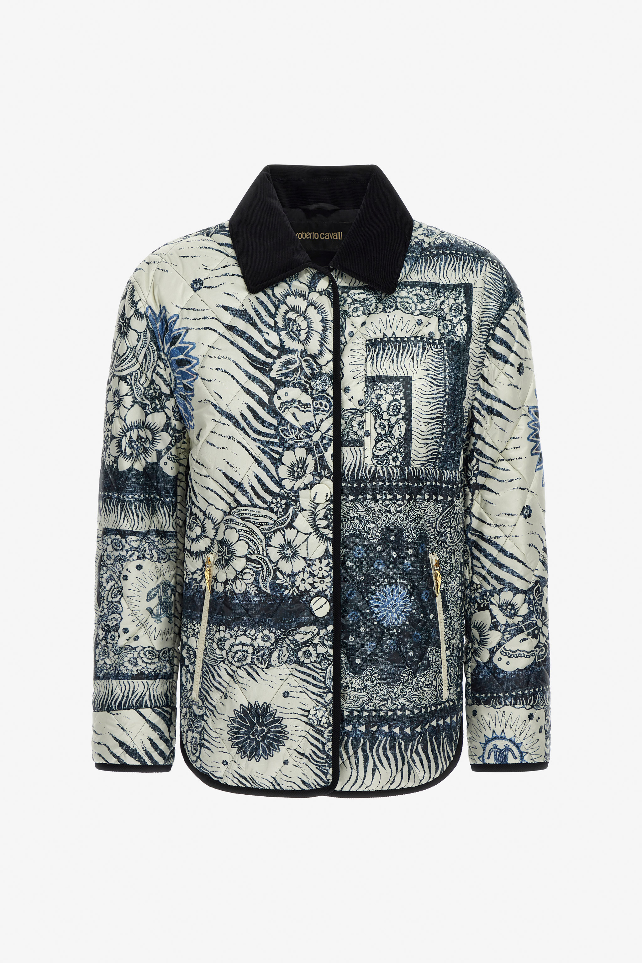 Roberto Cavalli Women's Blue Bandana Print Jacket - Ready To Wear