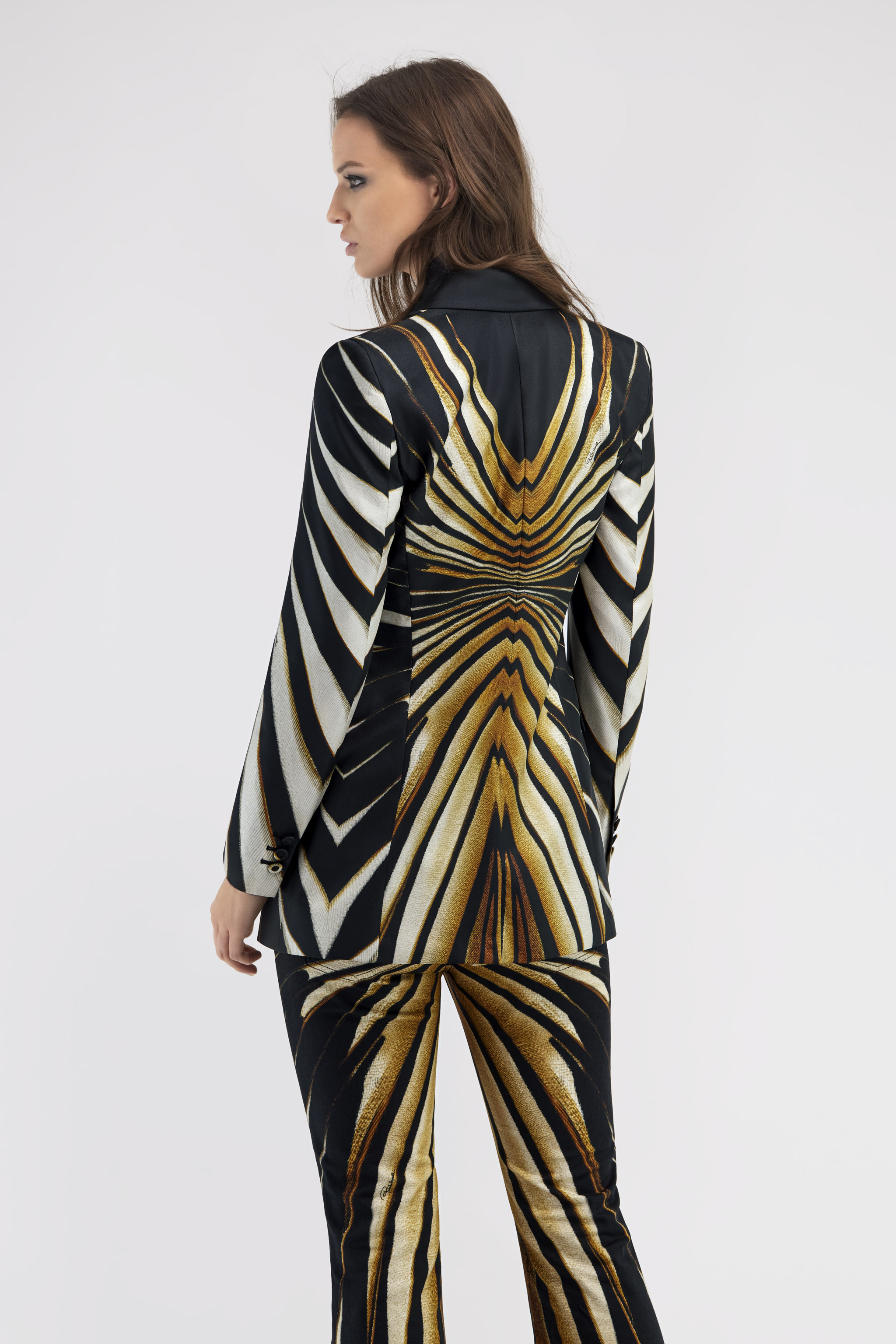 Roberto Cavalli Einreiher-blazer Mit Ray Of Gold-druck In Gold