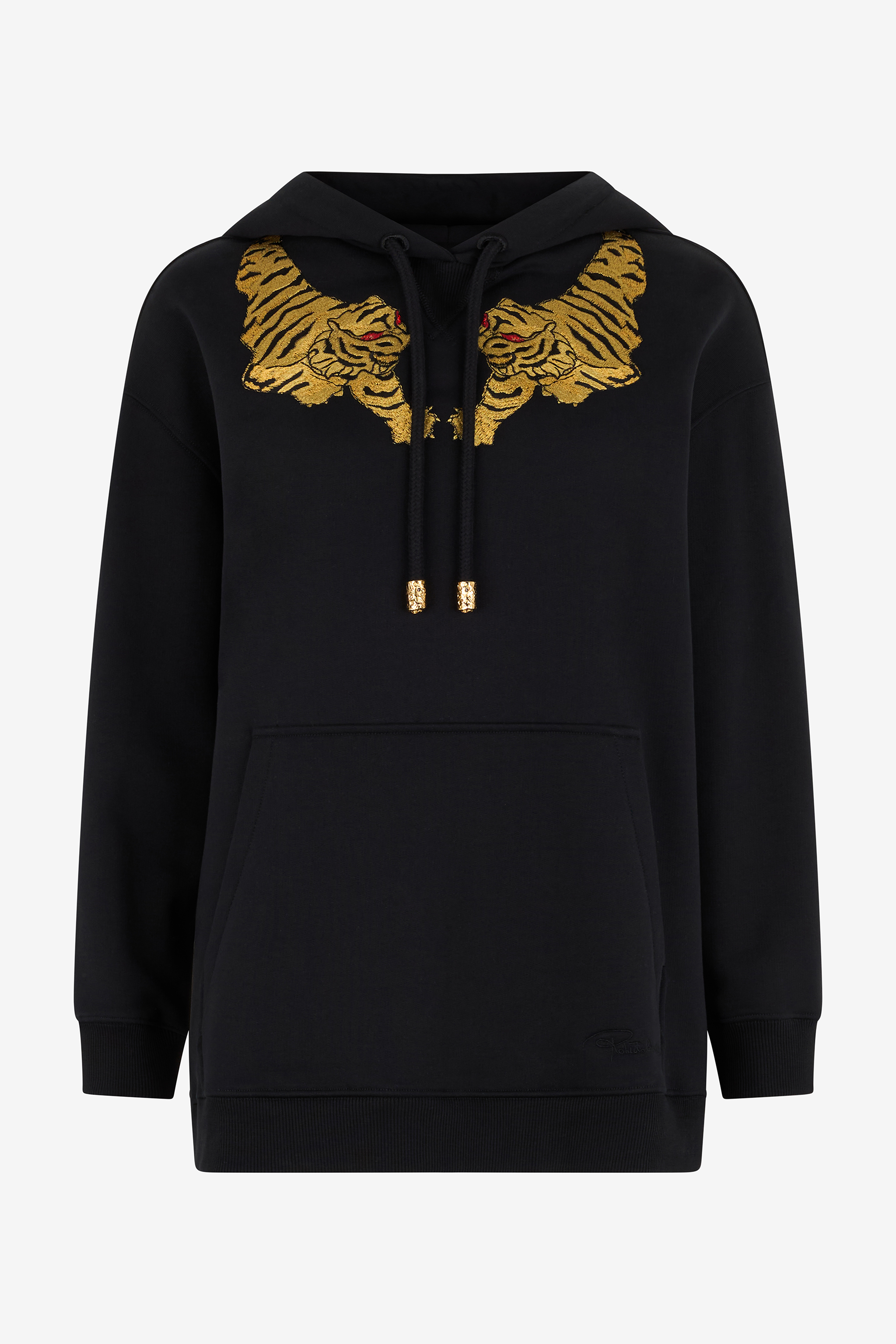 Roberto Cavalli Black Sweatshirt With Tiger Embroidery