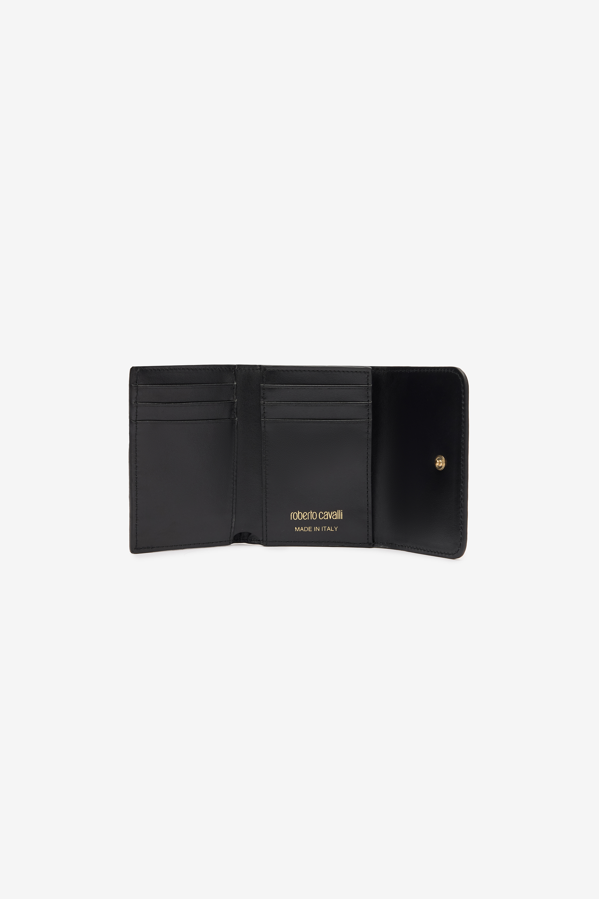 Shop Roberto Cavalli Laminiertes Kartenetui Mit Schlangen-print In Gold