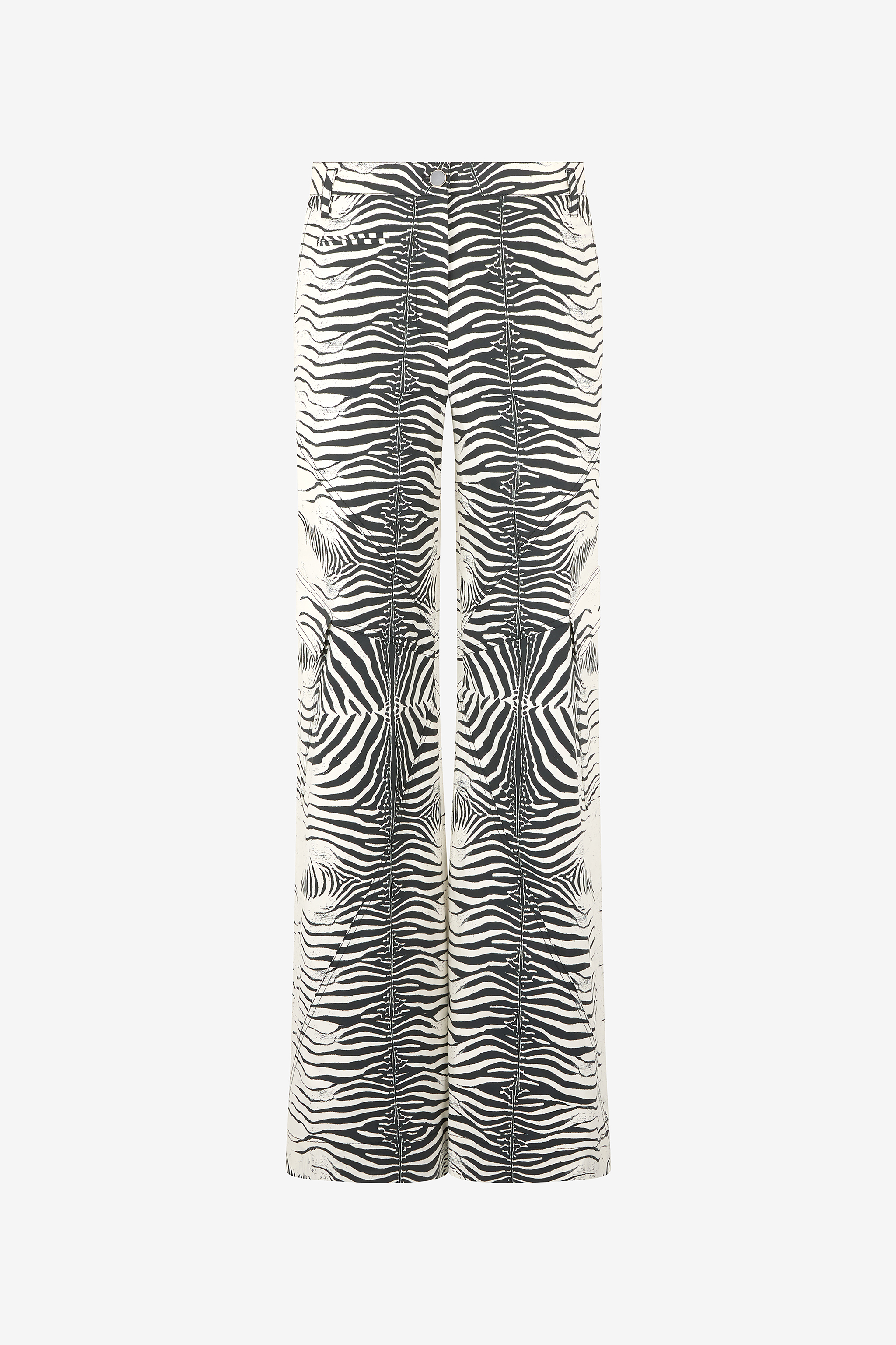 Roberto Cavalli Women's White/Black Stretch Cotton Pants With Tigress Print - Ready To Wear Black