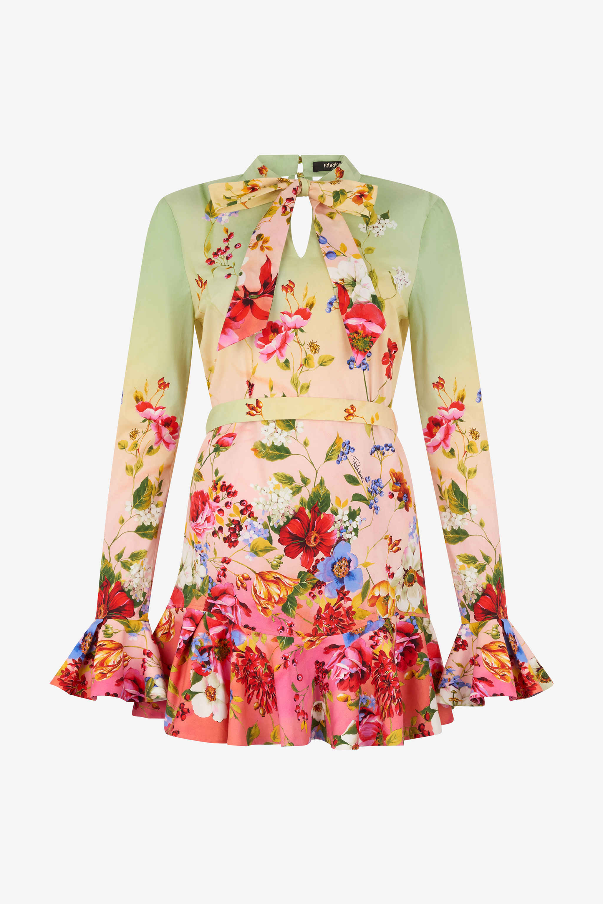Roberto Cavalli Women's Green/Fuchsia Miami Print Mini Dress - Mini Dresses