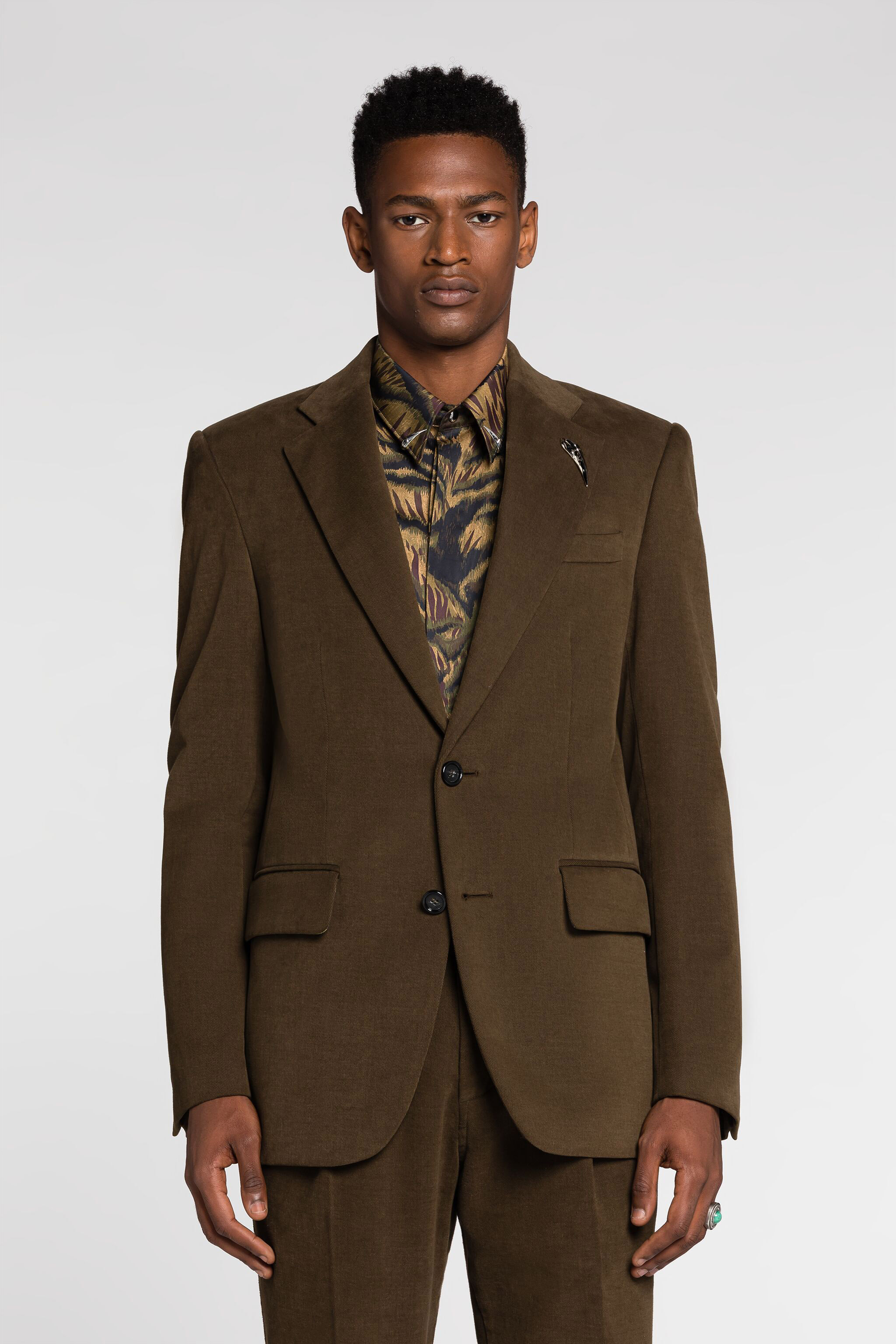 Roberto Cavalli Tiger Tooth Blazer In Ivy Green