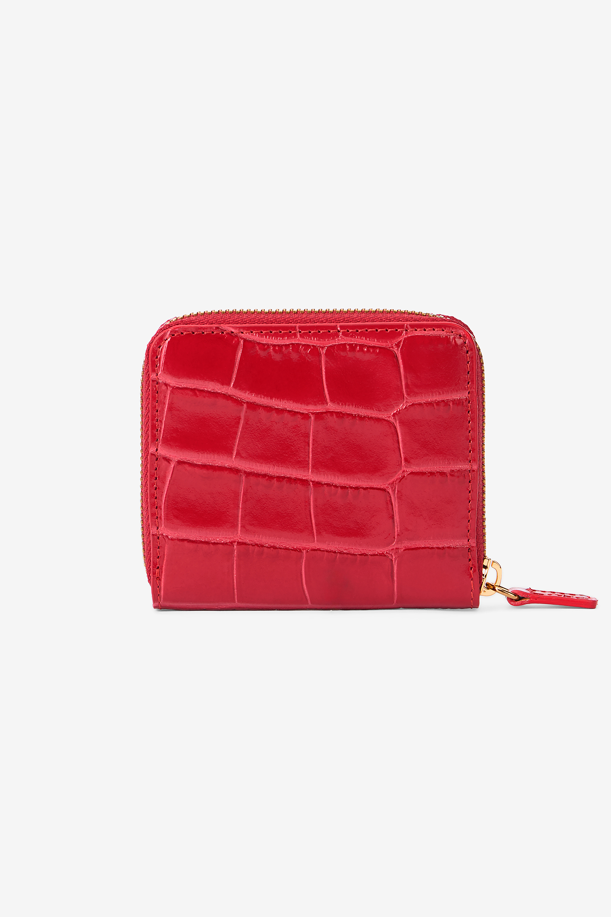 Roberto Cavalli Small Antique Rose Crocodile-effect Wallet In Red