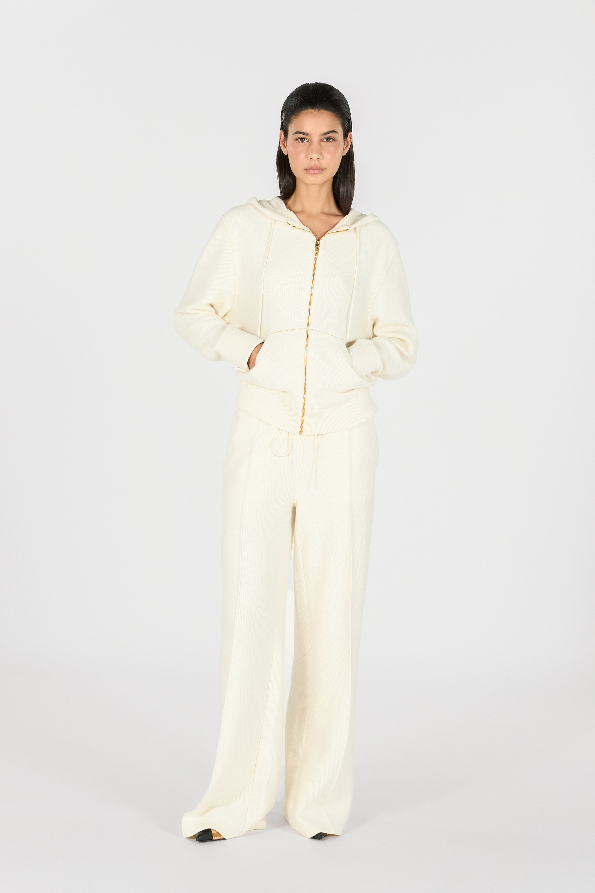 Roberto Cavalli Knitted Zip-up Sweatshirt In Ivory