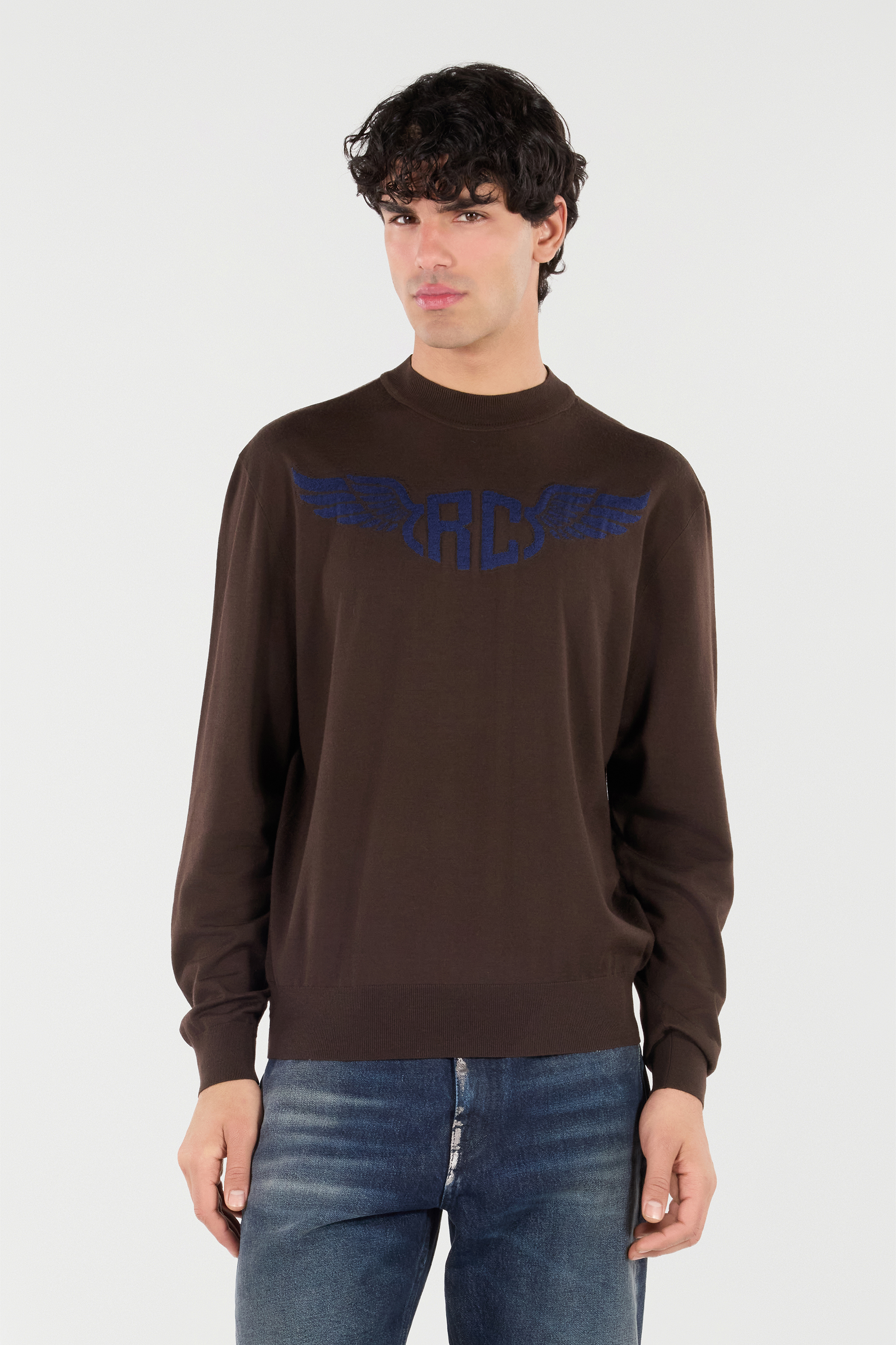 Wool Sweater With Winged Logo