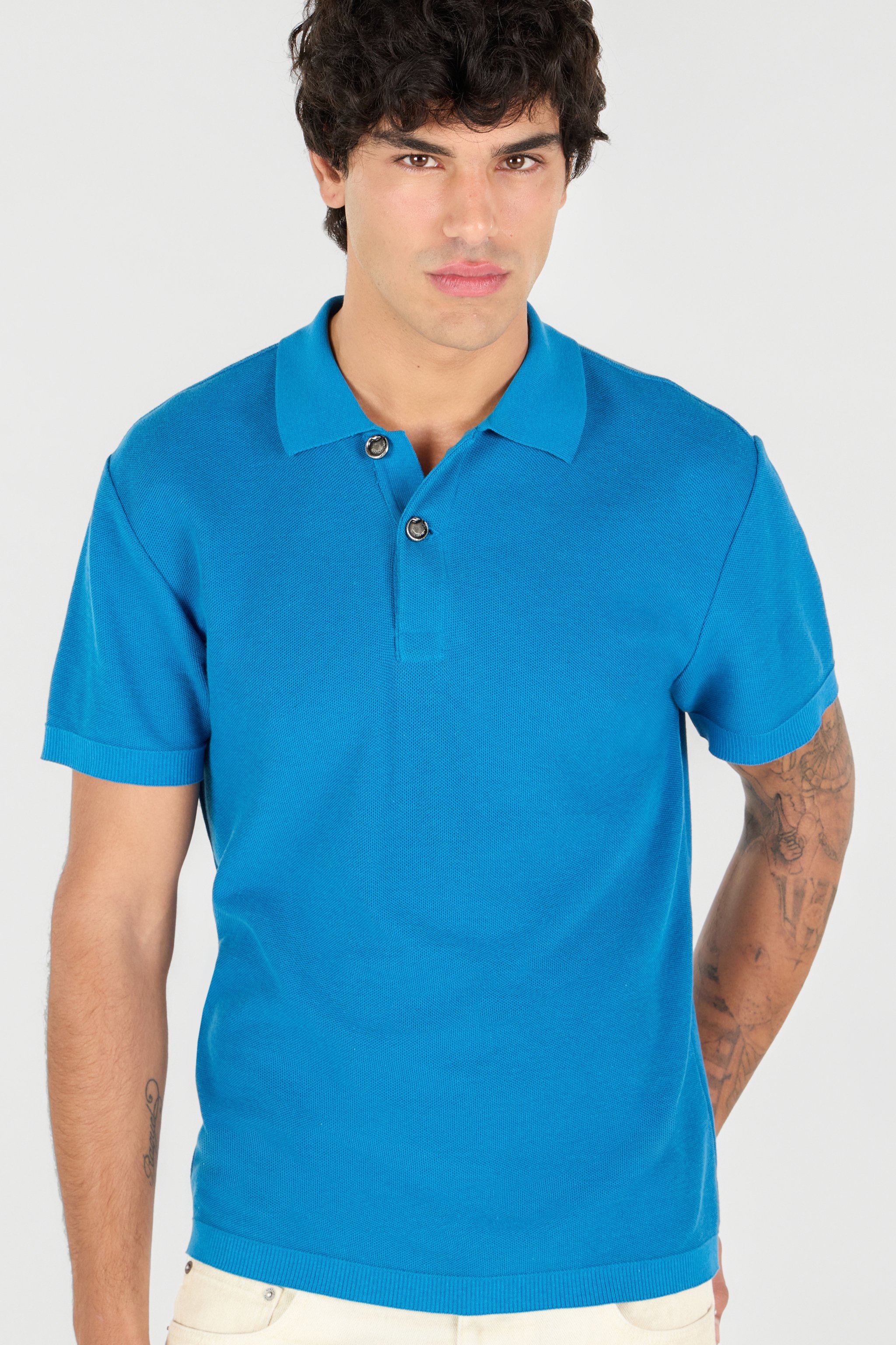 Roberto Cavalli Man Cotton Polo In Deep Blue