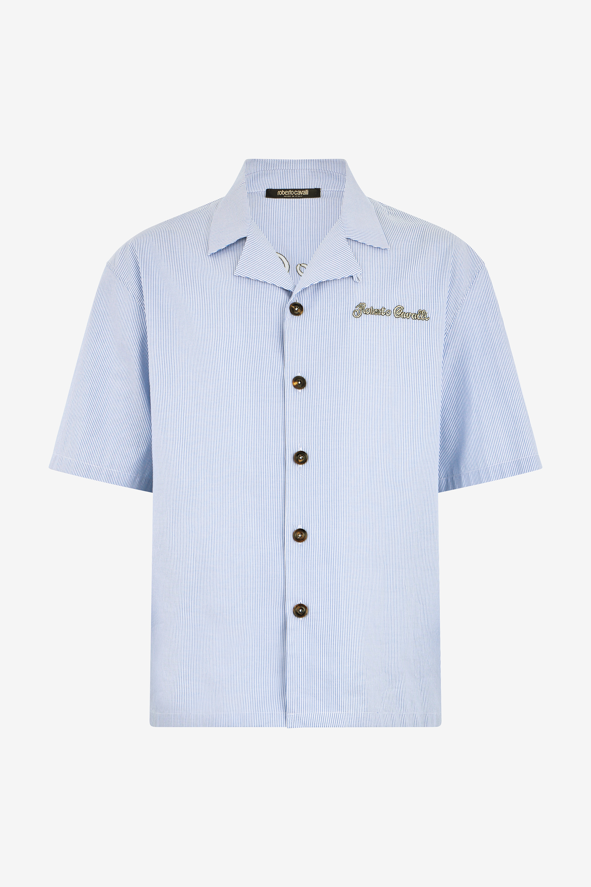 Roberto Cavalli Striped Shirt with Embroidered Logo