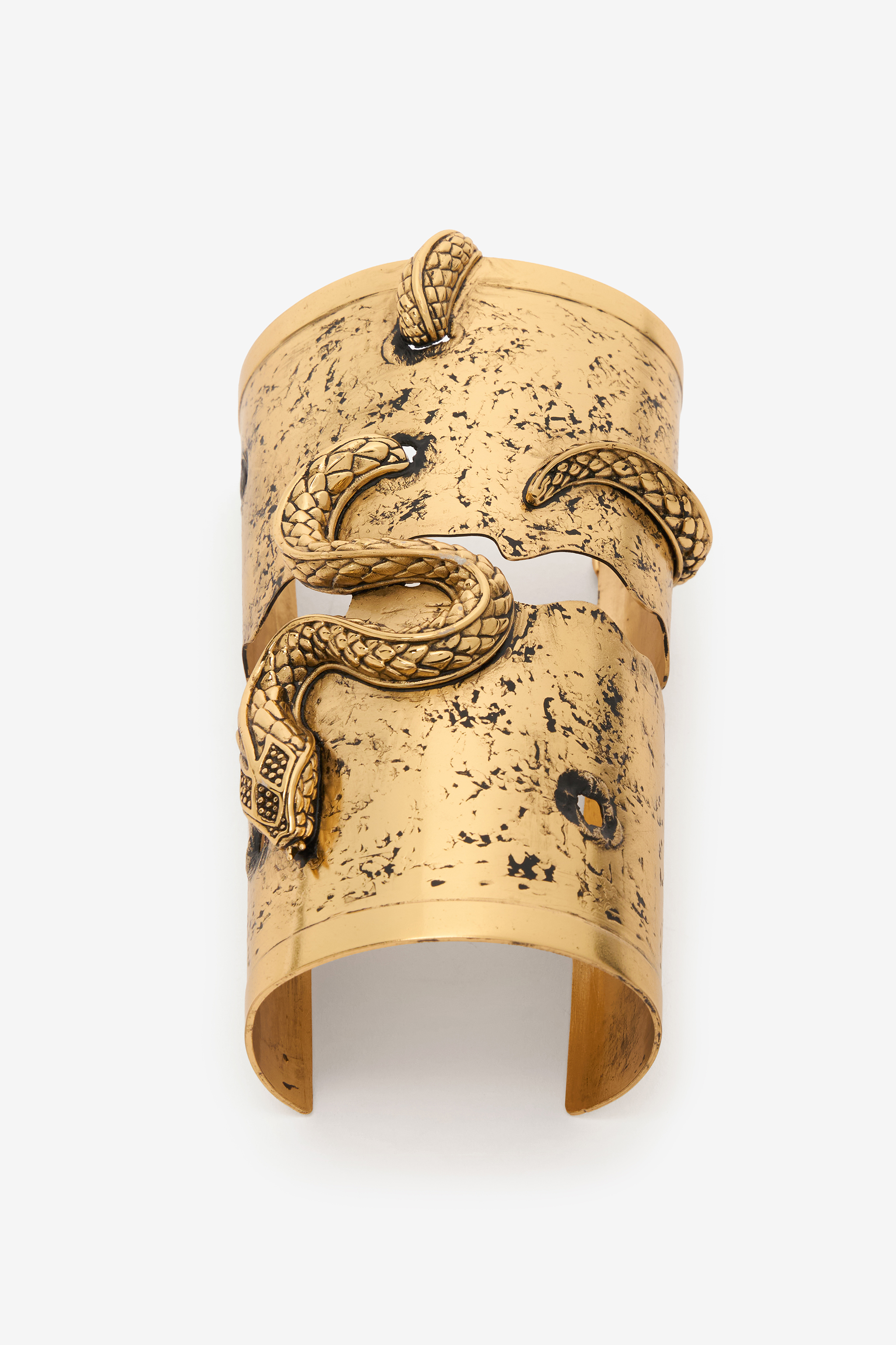 Roberto Cavalli Women's Gold Antiqued Cuff Bracelet With Snake - Fashion Jewelry Old
