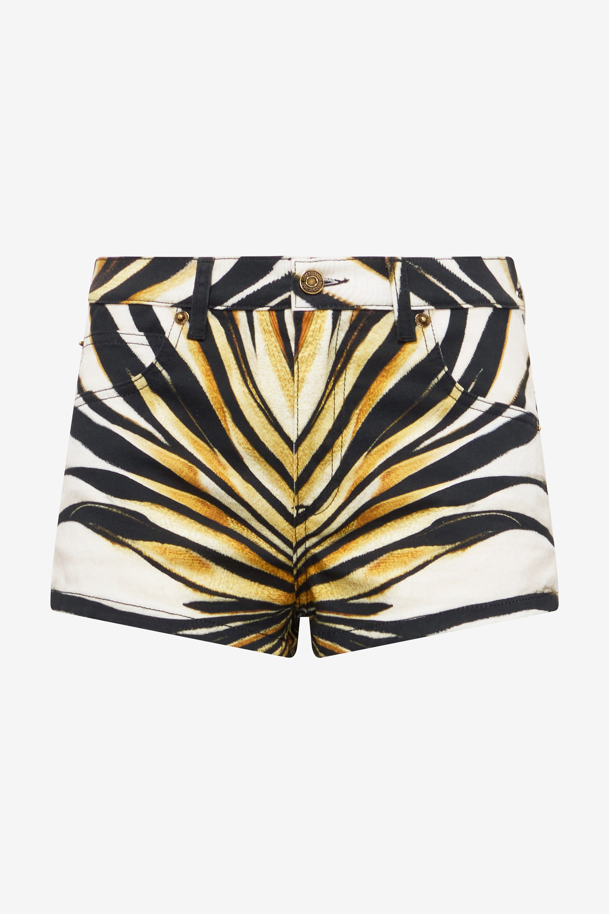 Roberto Cavalli Women's Gold Ray Of Print Denim Shorts - Denim