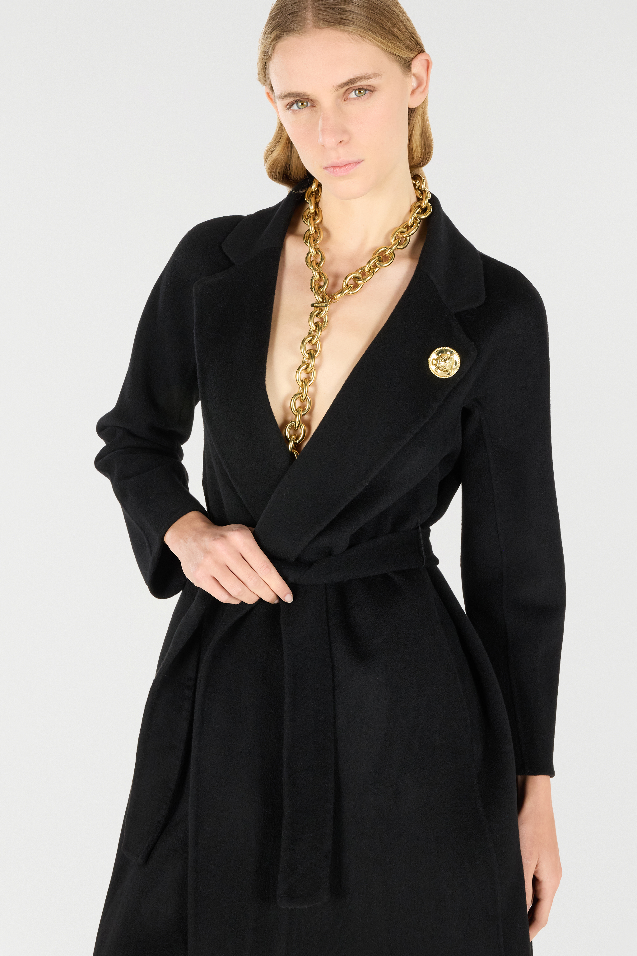 Roberto Cavalli Coat In Cashmere Blend In Black