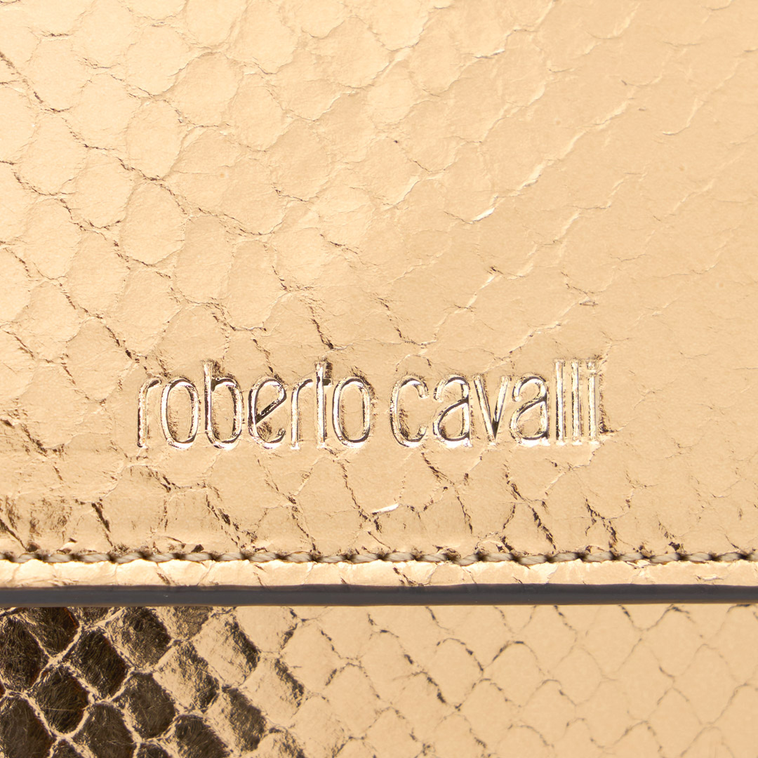 Shop Roberto Cavalli Laminiertes Kartenetui Mit Schlangen-print In Gold