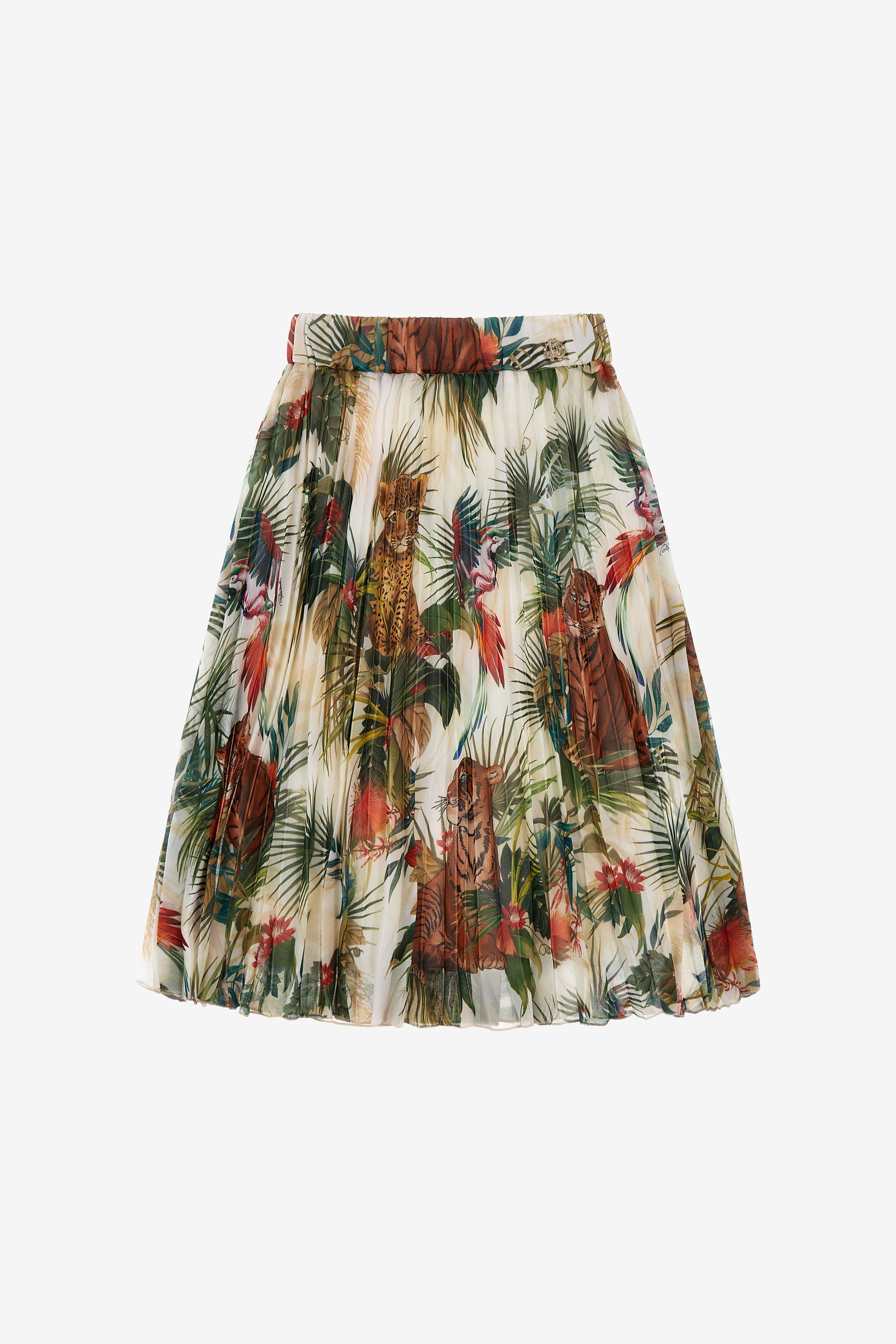 Roberto Cavalli Midi Skirt Jungle Print In Green