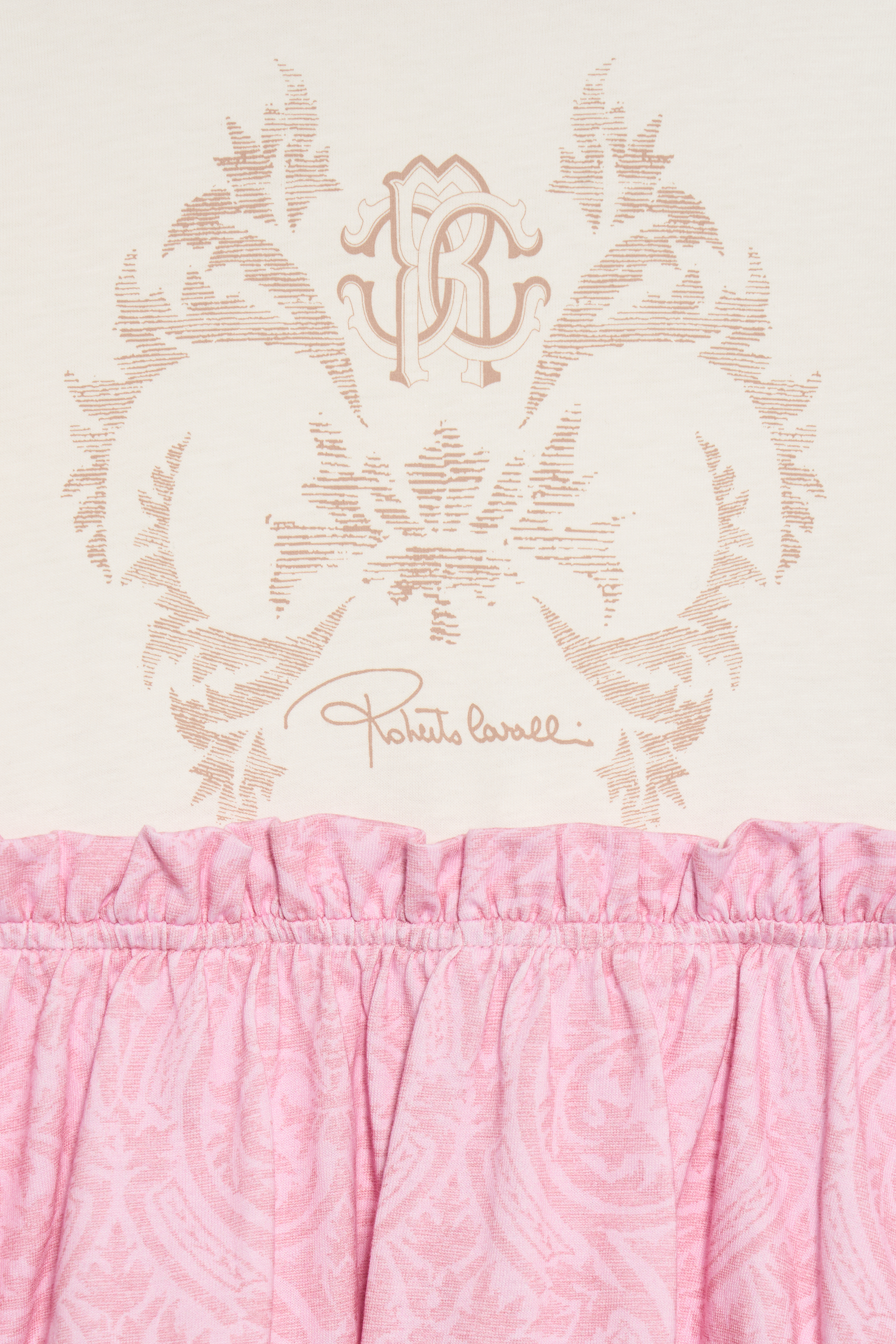 Milk White Dress with Baby Pink Floral Print