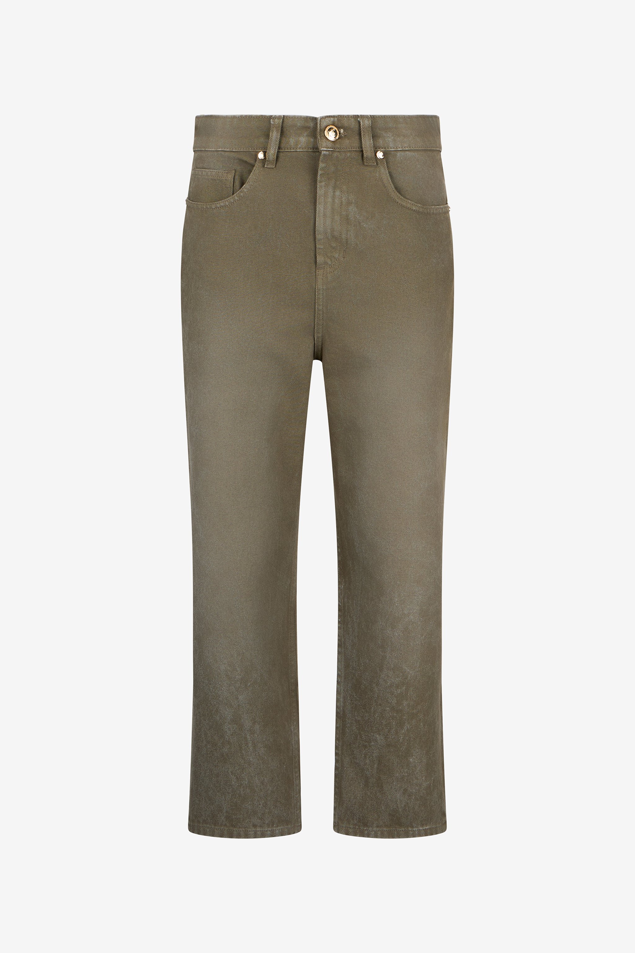 Roberto Cavalli Olive Green Cropped Jeans In Green