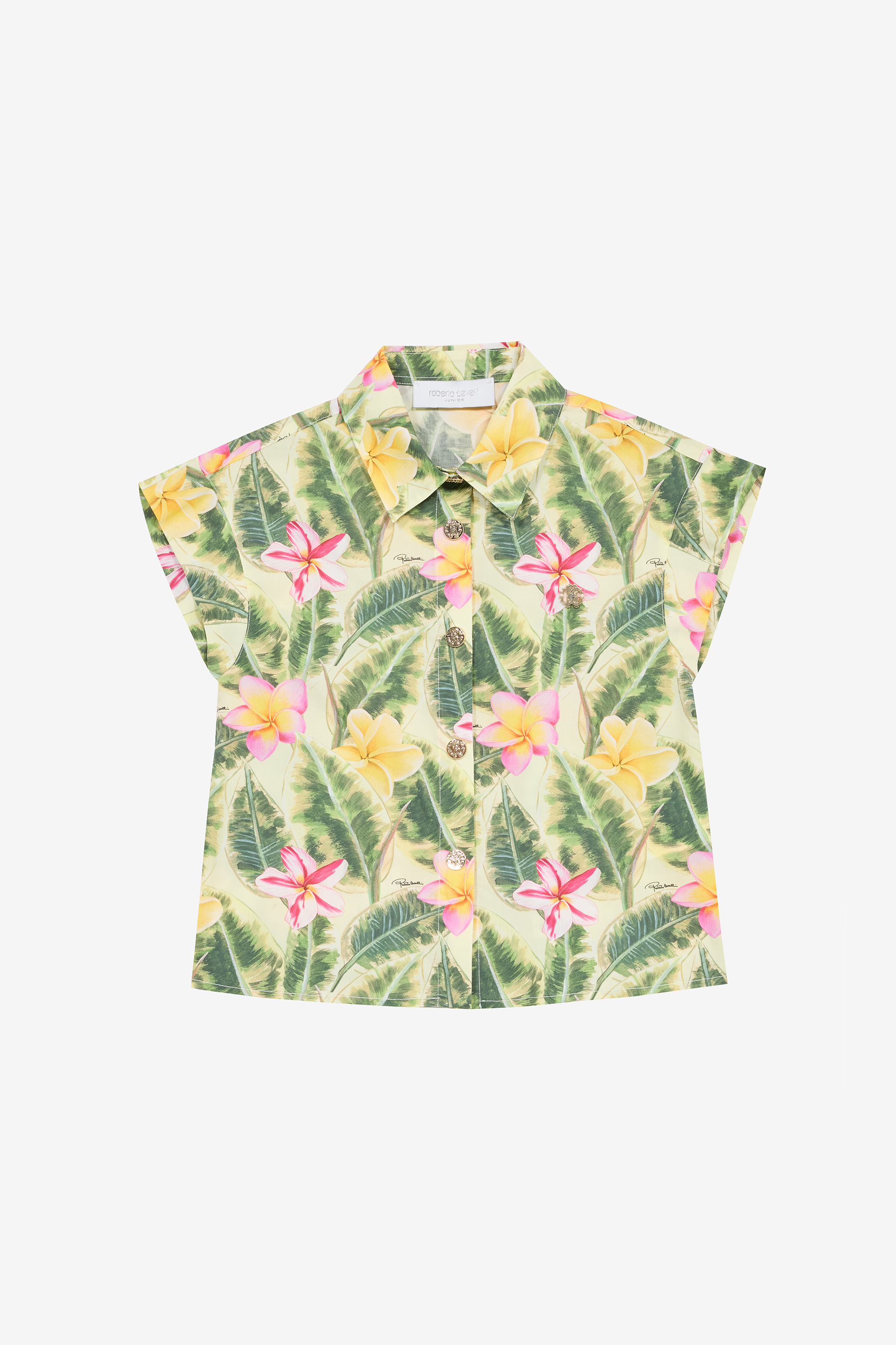【SALE】 Print Leaf And Flower With Shirt in Girls for green Light トップス