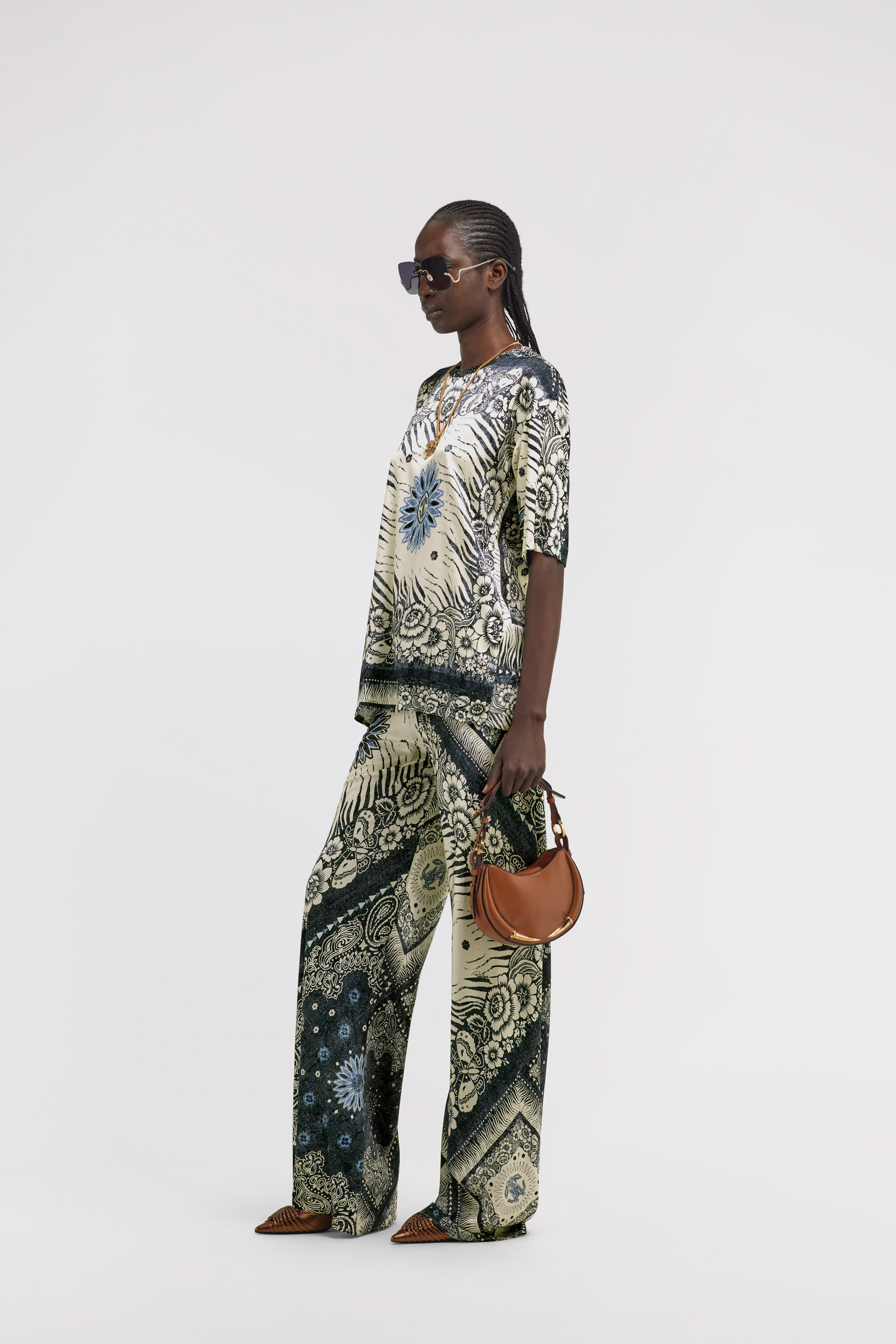 Roberto Cavalli Bandana Print Palazzo Pants In Blue