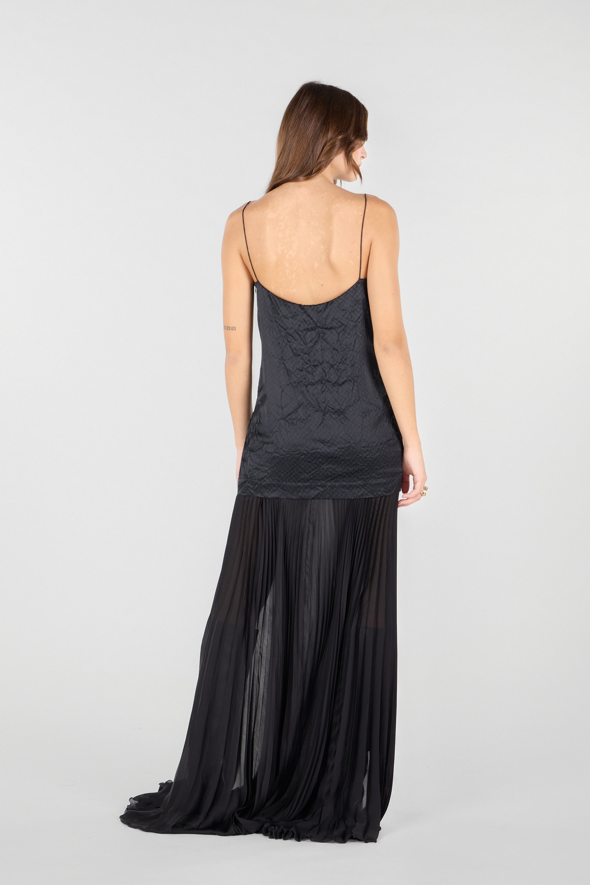 Roberto Cavalli Maxikleid Aus Seide Mit Knitteroptik In Black