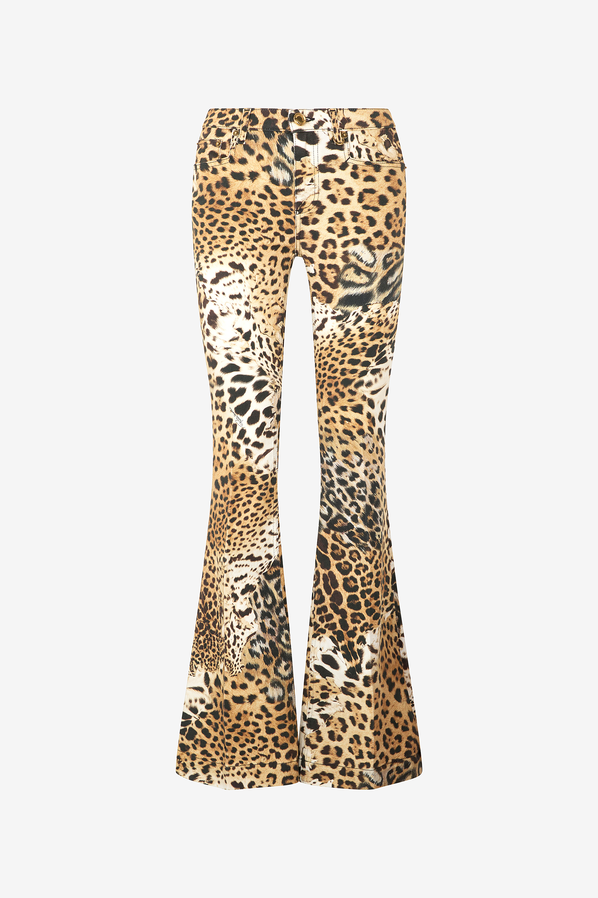 Roberto Cavalli Women's Brown Pants With Jaguar Skin Print - Denim