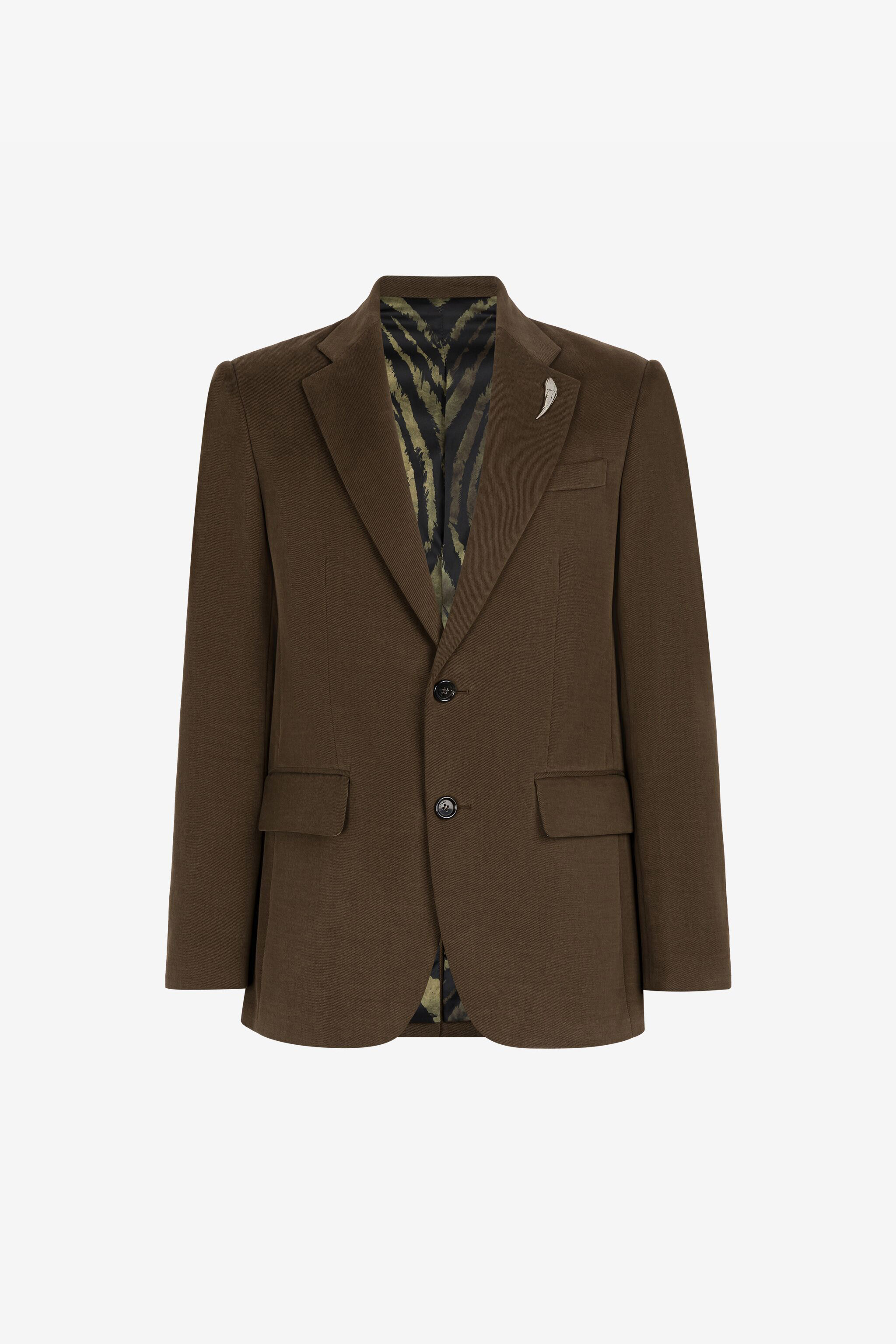 Roberto Cavalli Tiger Tooth Blazer In Ivy Green
