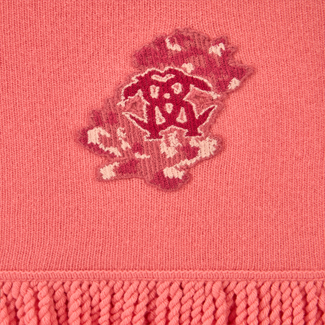 Roberto Cavalli Antique Pink Scarf With Monogram Mirror Snake In Pink