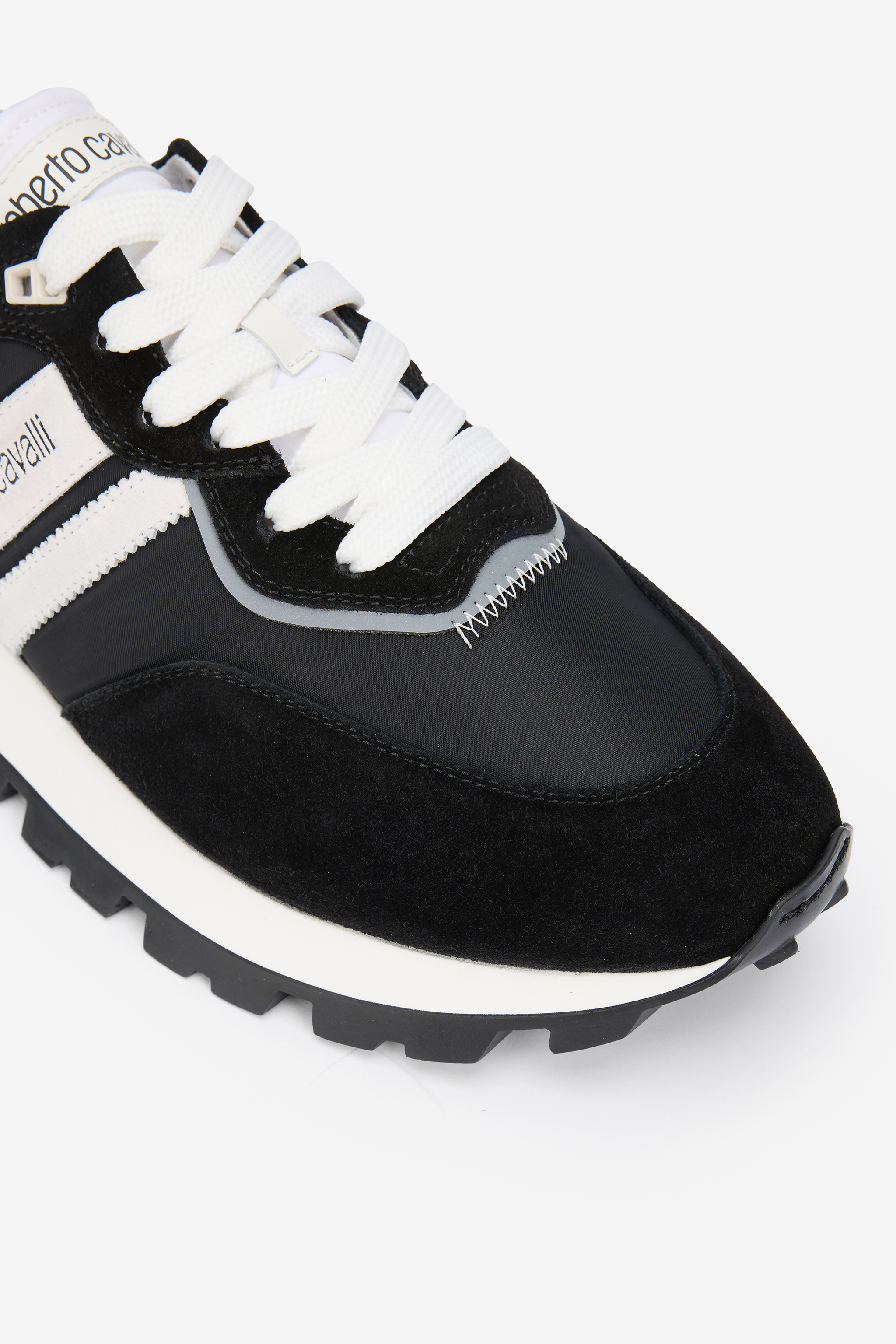 Black Running Shoes With Snake-Print Detail