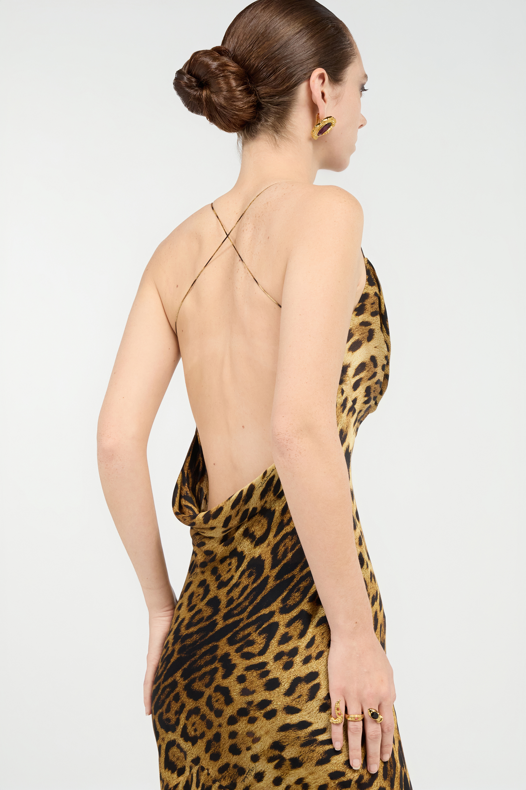 Long Silk Dress With Jaguar Skin Print