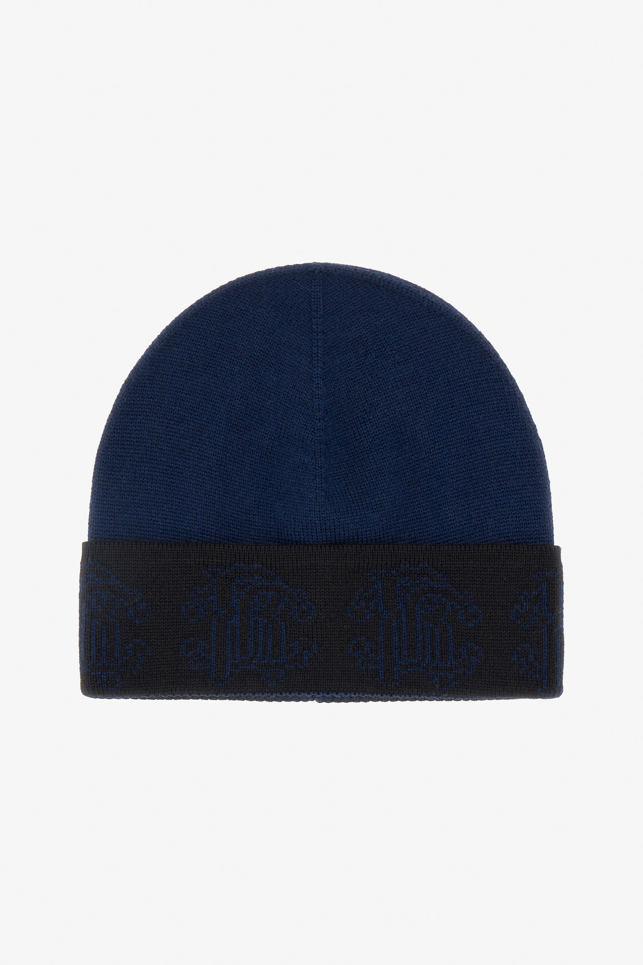 ROBERTO CAVALLI DUNKELBLAU WOLLMÜTZE BEANIE MIT LOGOBAND