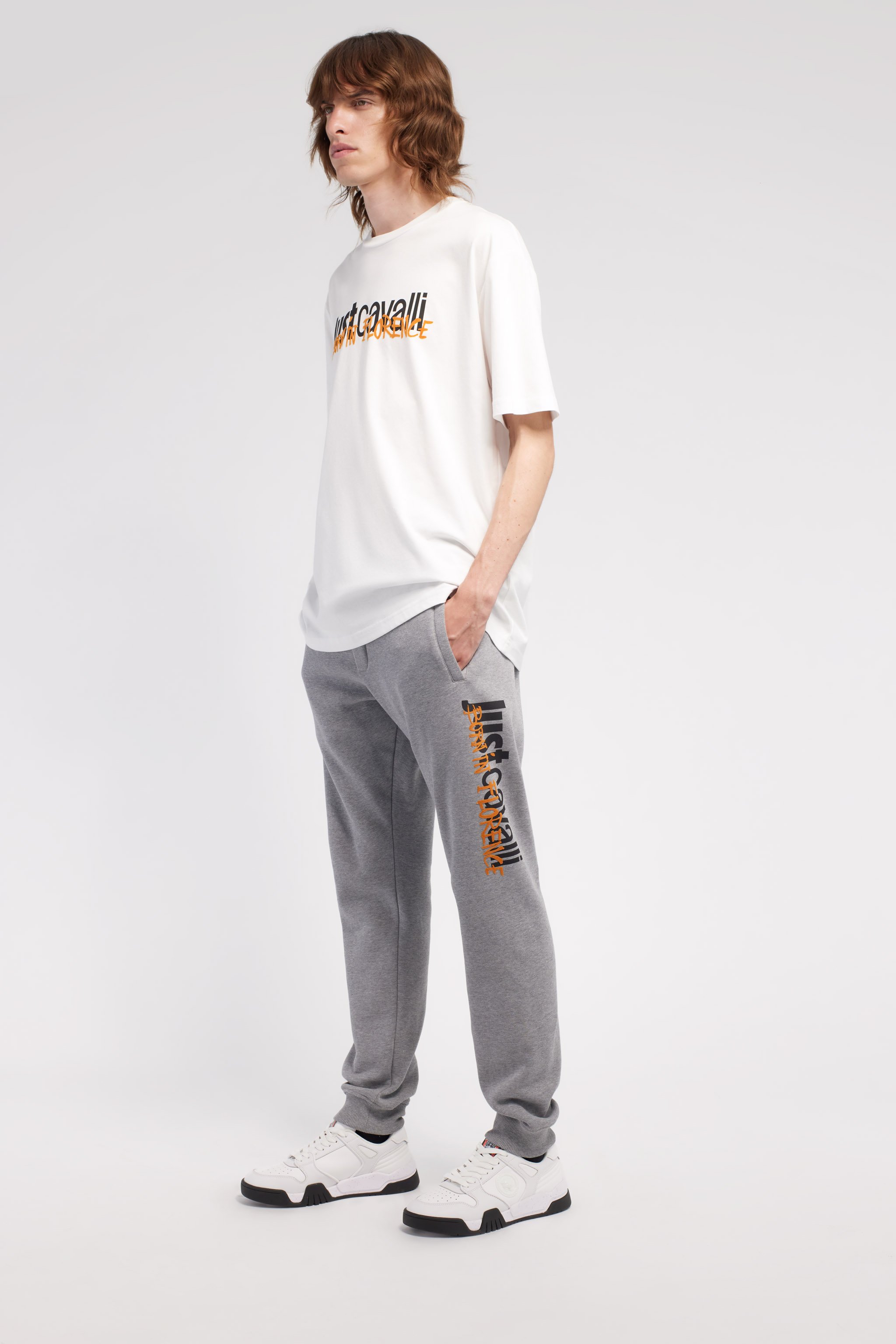Roberto Cavalli Just Cavalli Logo Joggers In Gray