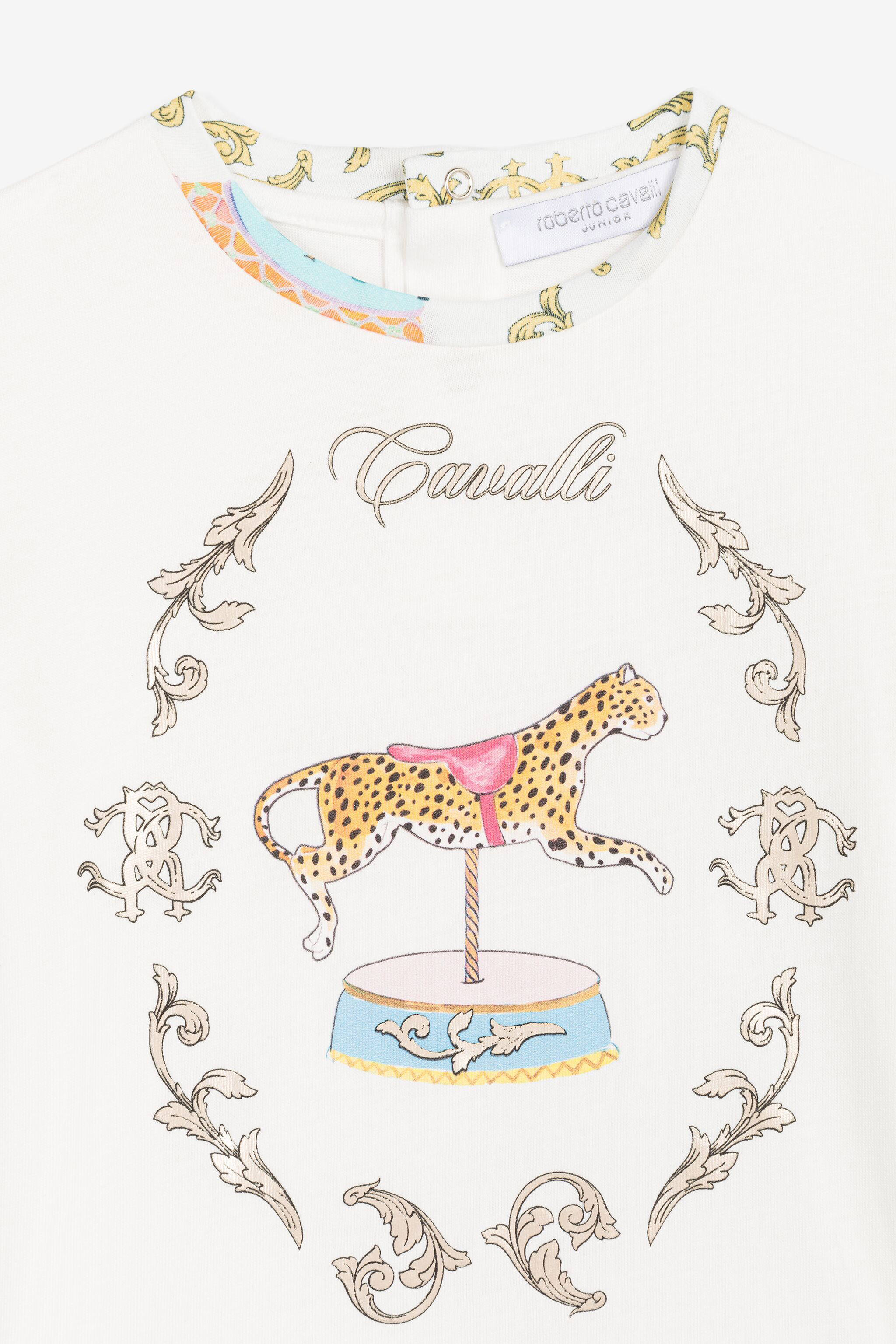 ROBERTO CAVALLI JAGUAR AND FILIGREE-PRINT T-SHIRT 