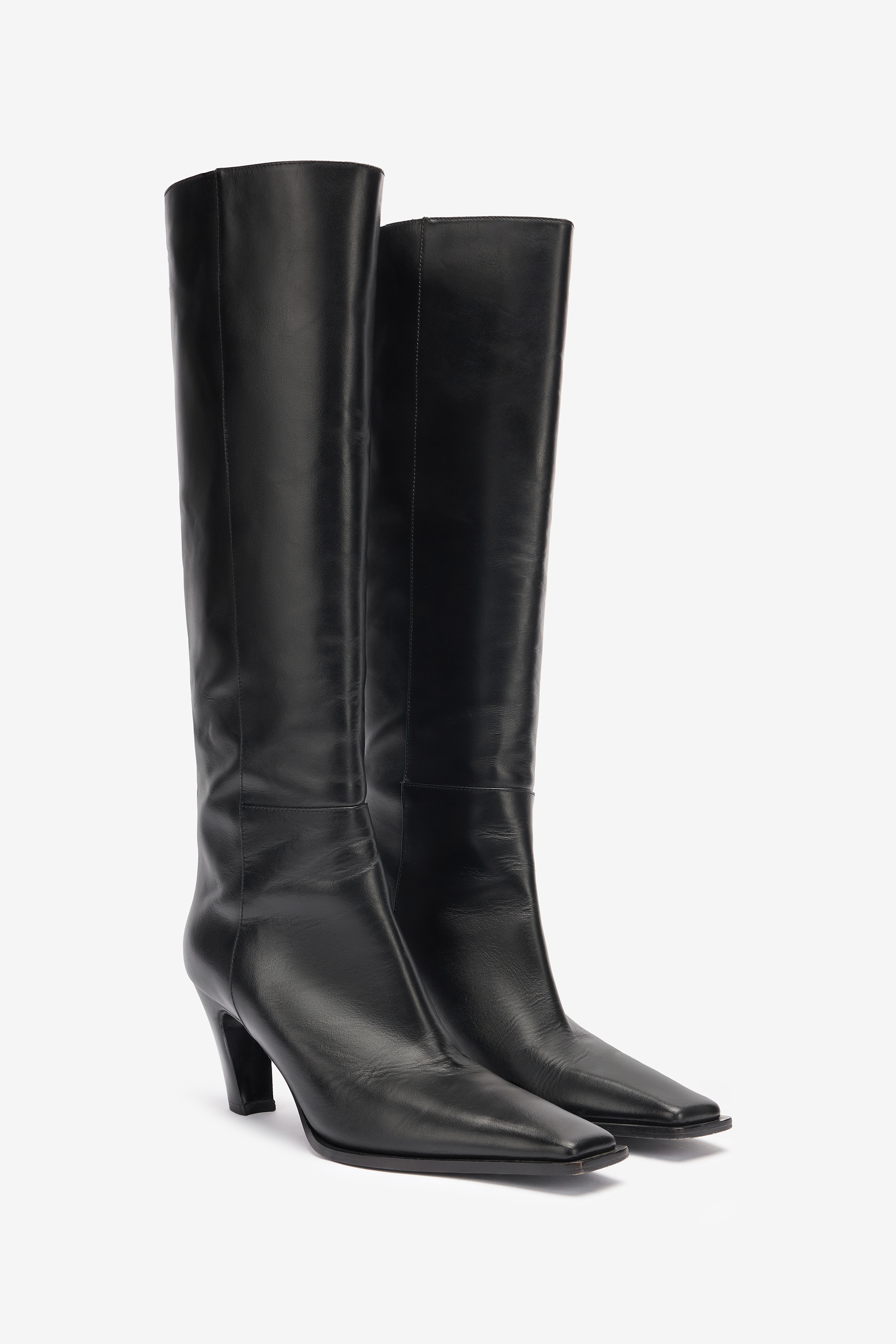 Roberto Cavalli Leather Boots With Mirror Snake Monogram In Black