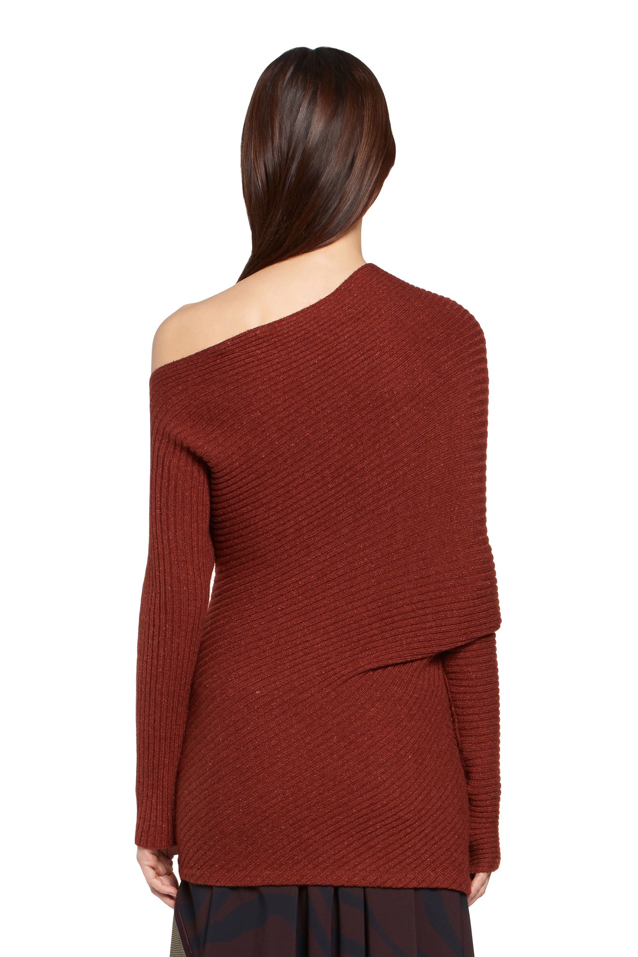 Roberto Cavalli Ercu Draped Rib Knit Sweater In Brown