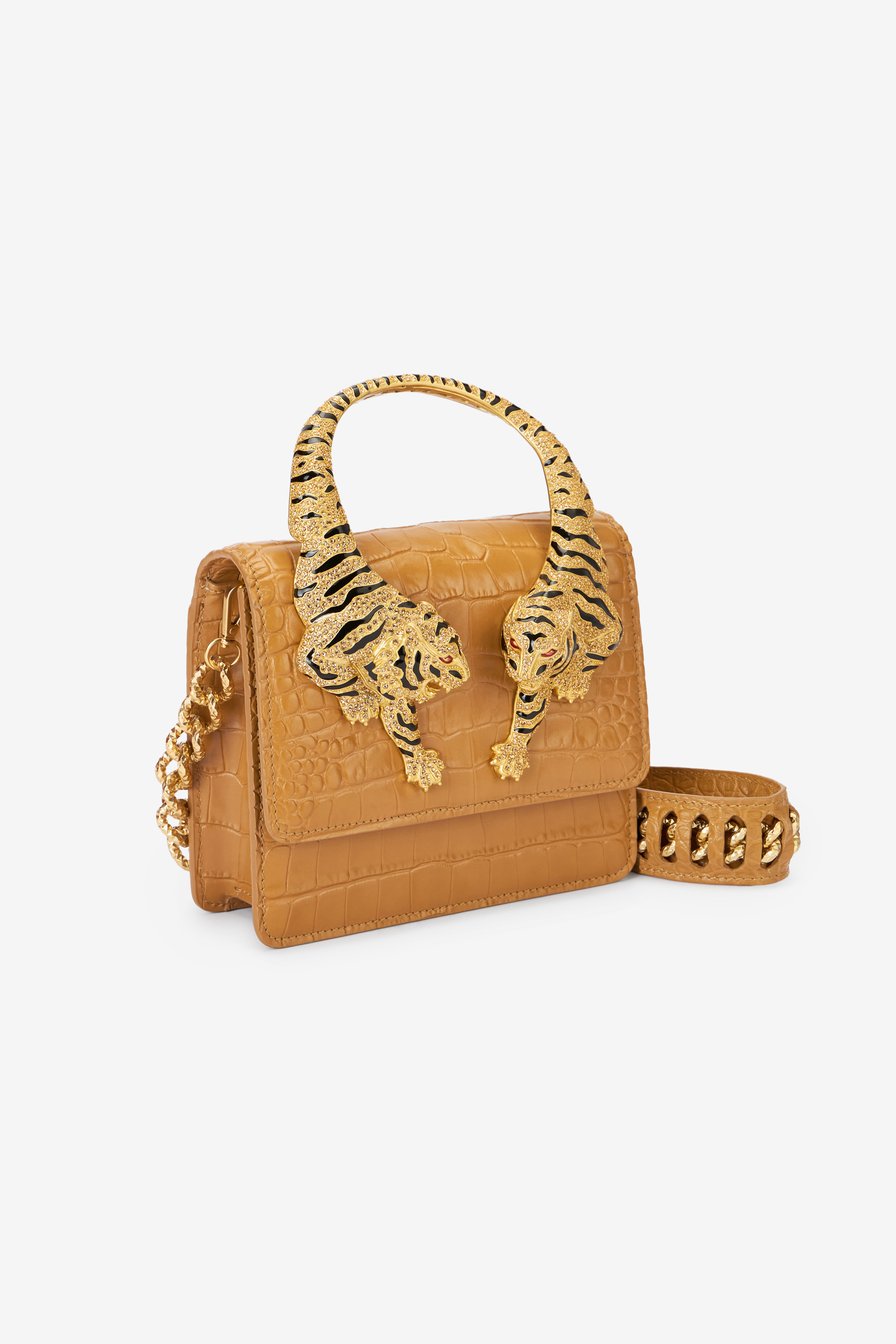 Roberto Cavalli Medium Roar Bag In Light Brown