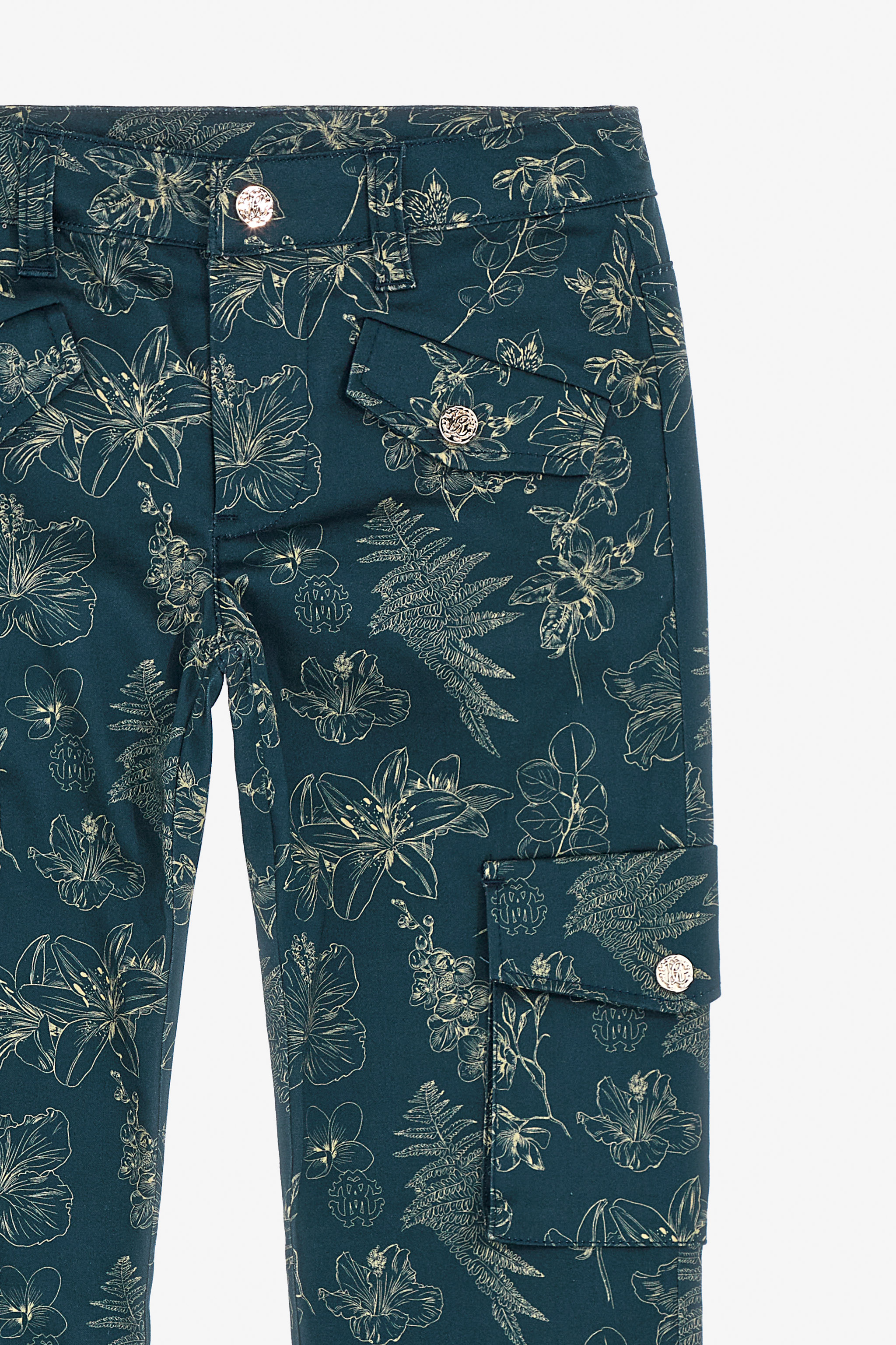 Roberto Cavalli Danza Floreale Print Jeans In Blue