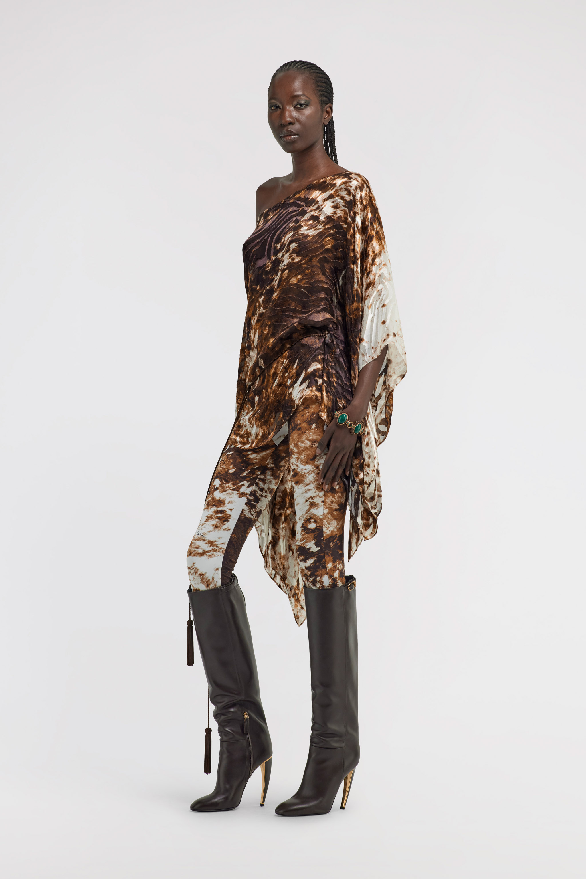 Roberto Cavalli Appaloosa Print Kaftan In Brown