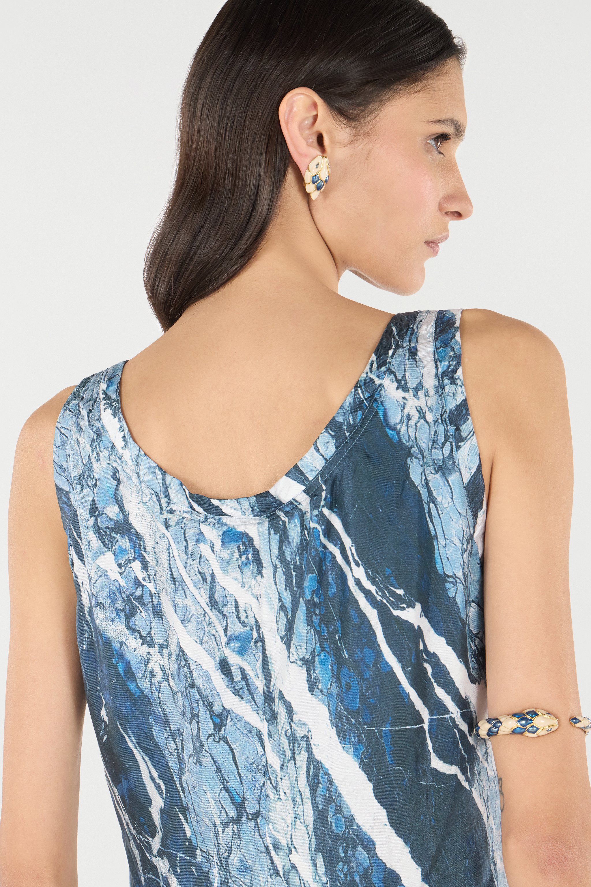 Shop Roberto Cavalli Minikleid Aus Seide Mit Print Marble In Dark Blue