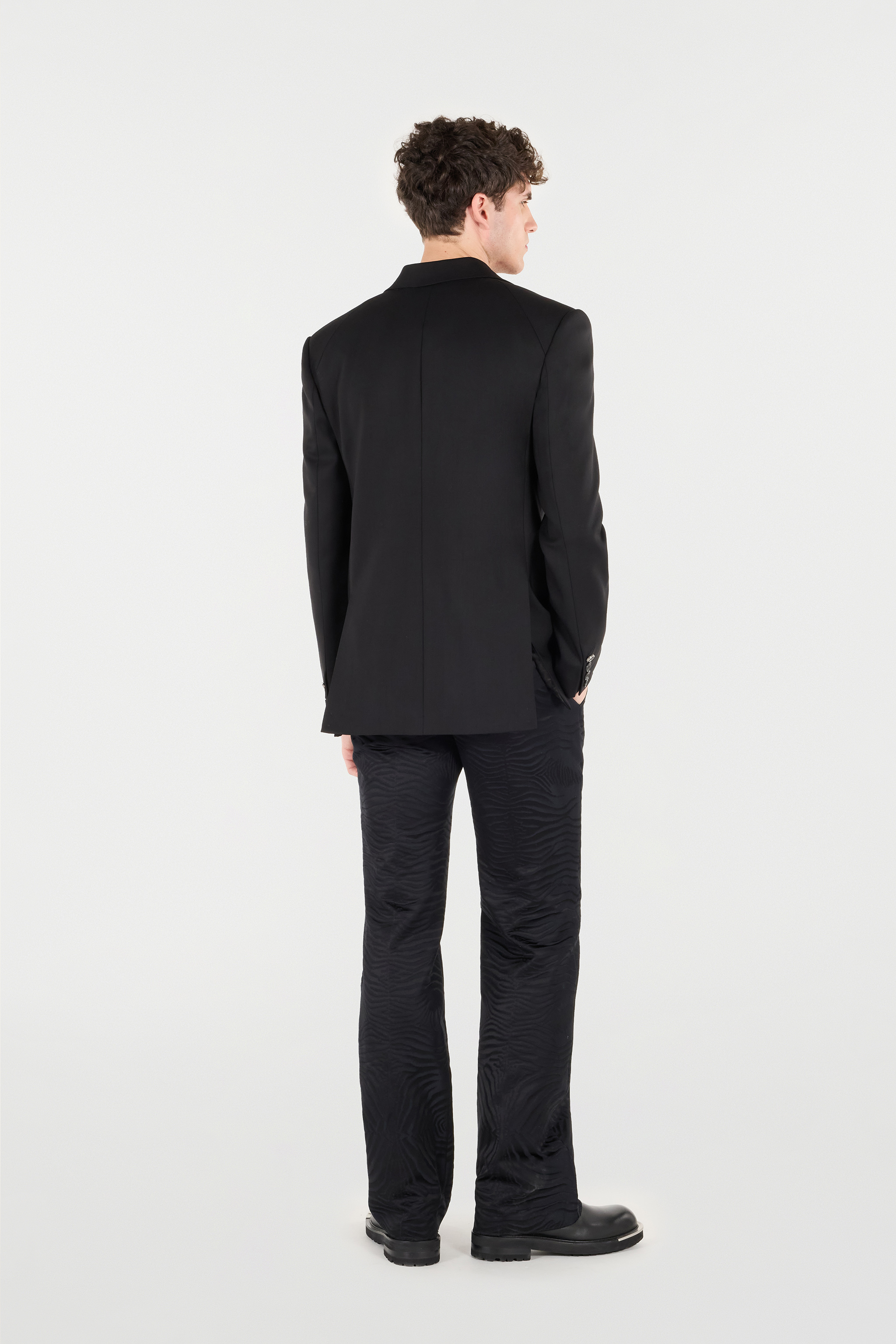 Roberto Cavalli Double-breasted Wool-blend Blazer In Black