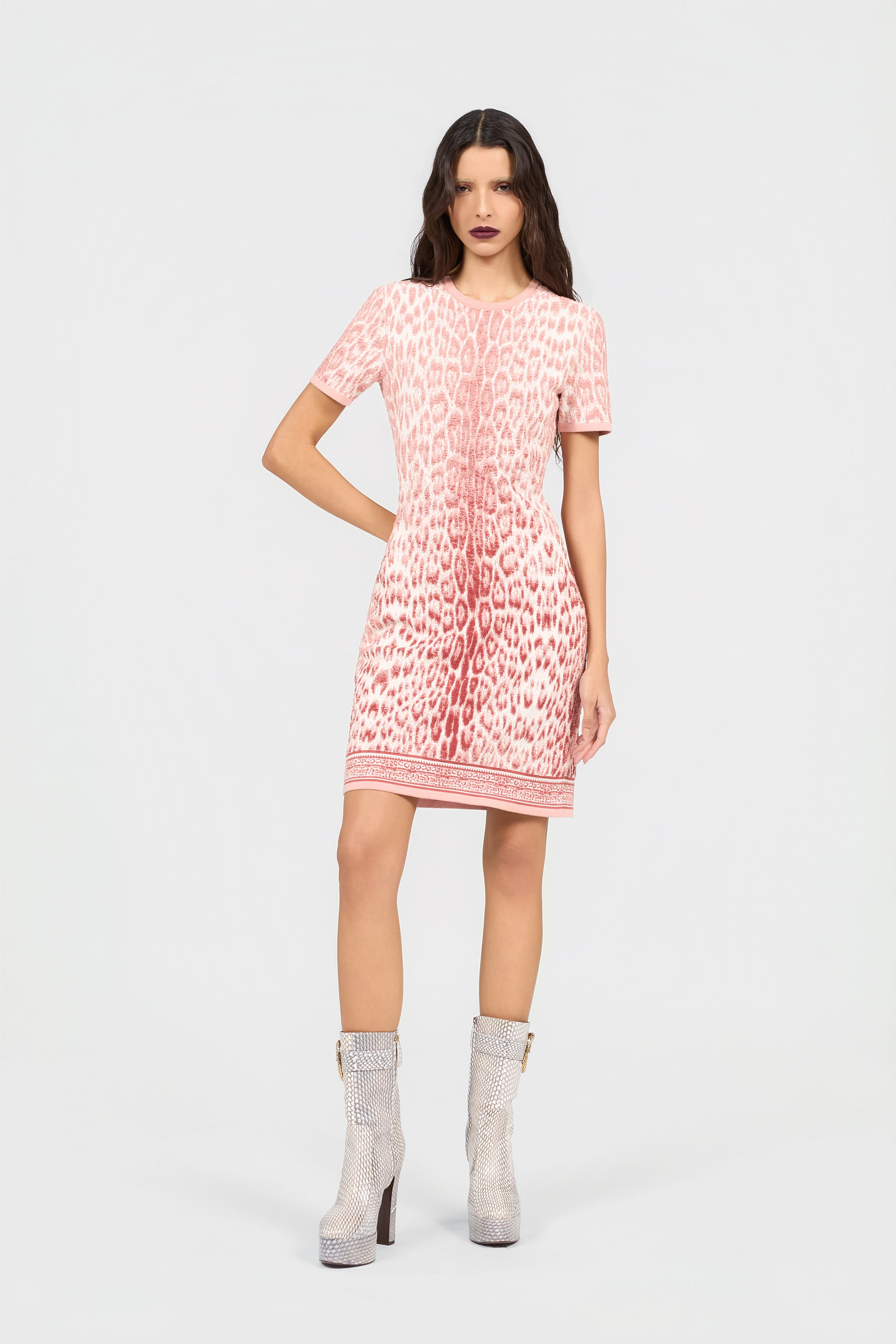 Roberto Cavalli Jaguar Pink Print Midi Dress | Thumbnail 2 Roberto Cavalli Jaguar Pink Print Midi Dress | Thumbnail 2